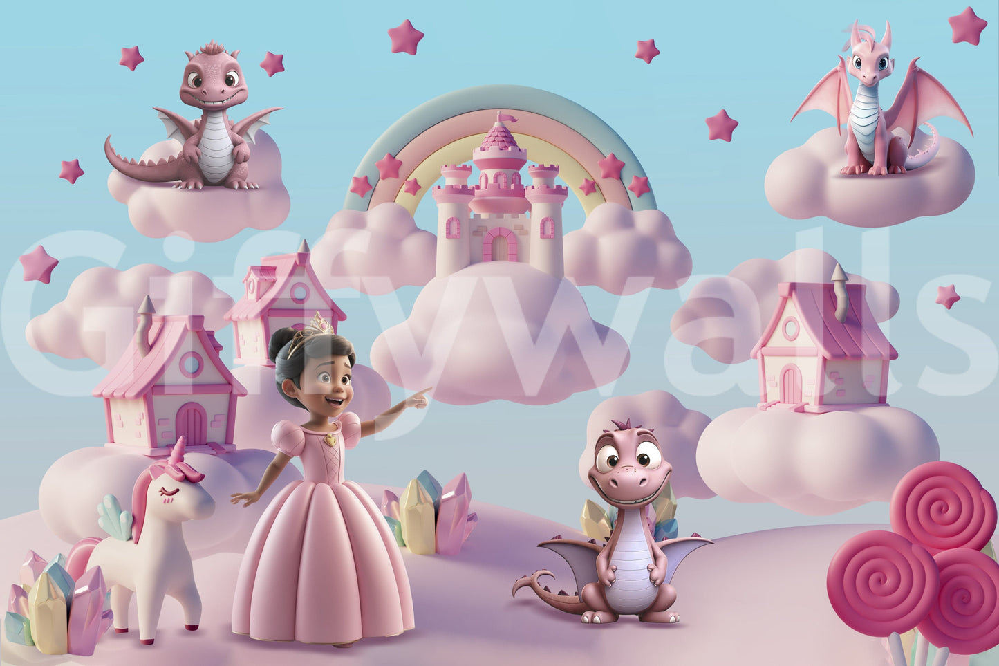 The style is a soft-focus illustration or a painterly design.