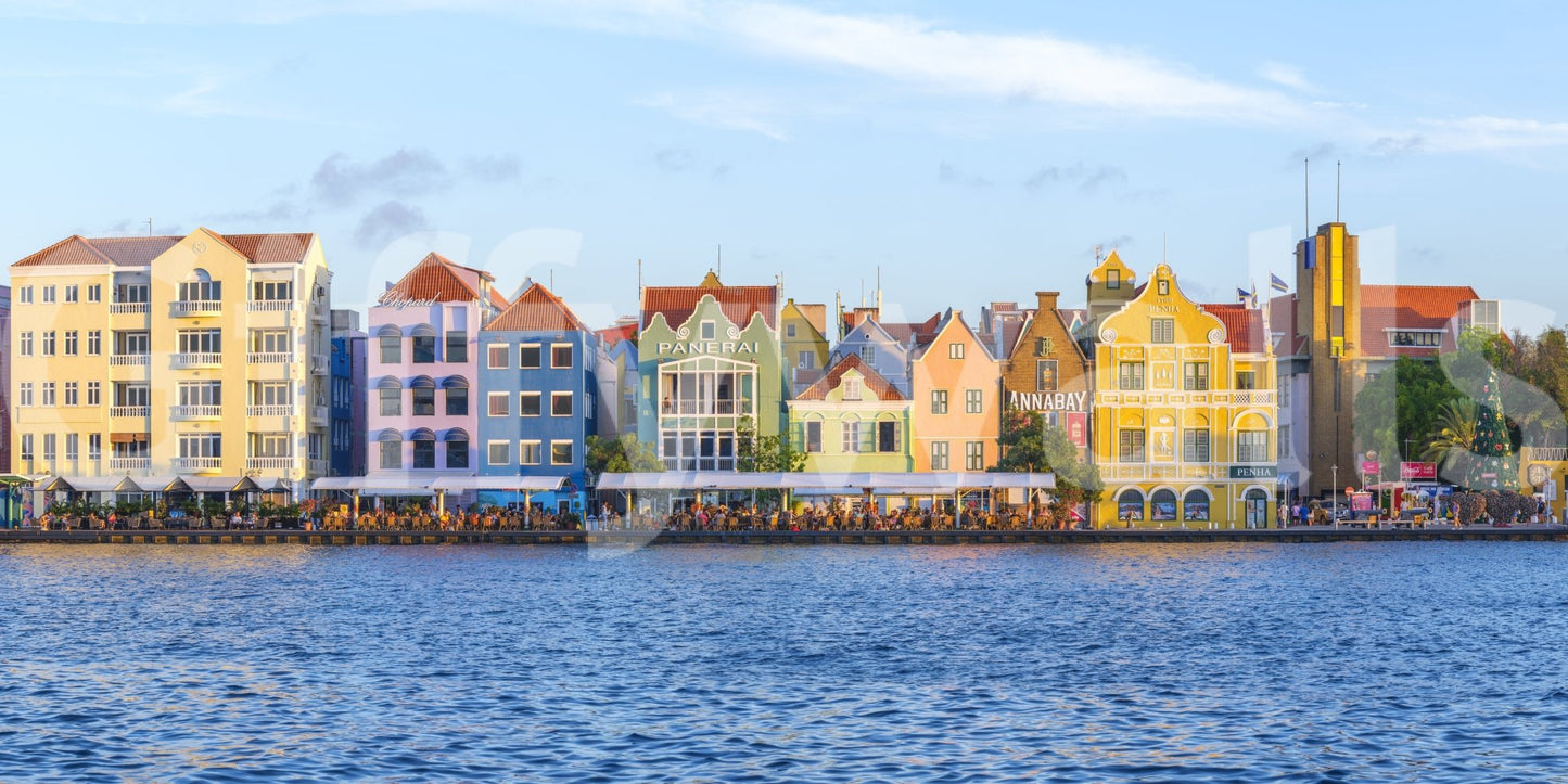 Historic harbor architecture on the Charming Harborfront Buildings Wall Mural.