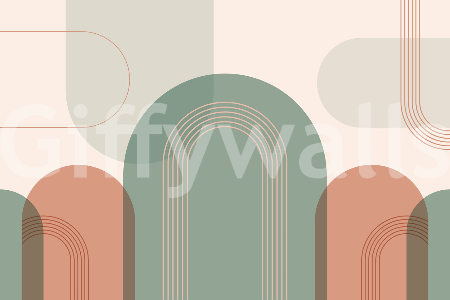 Mid-century style arch wallpaper