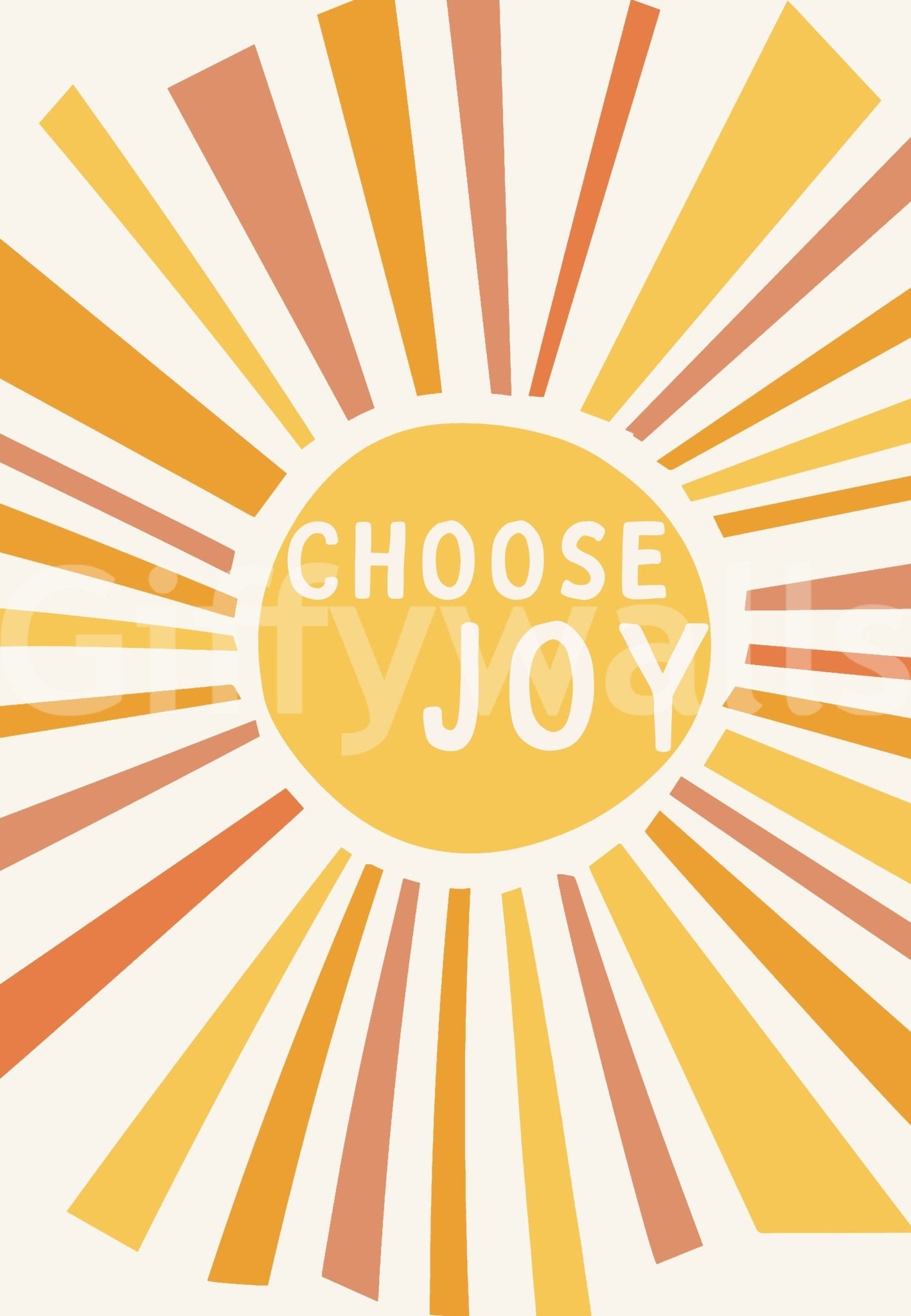 Motivational Choose Joy mural with energetic sun rays