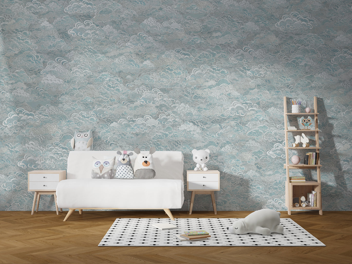 Minimalist white and blue cloud wallpaper