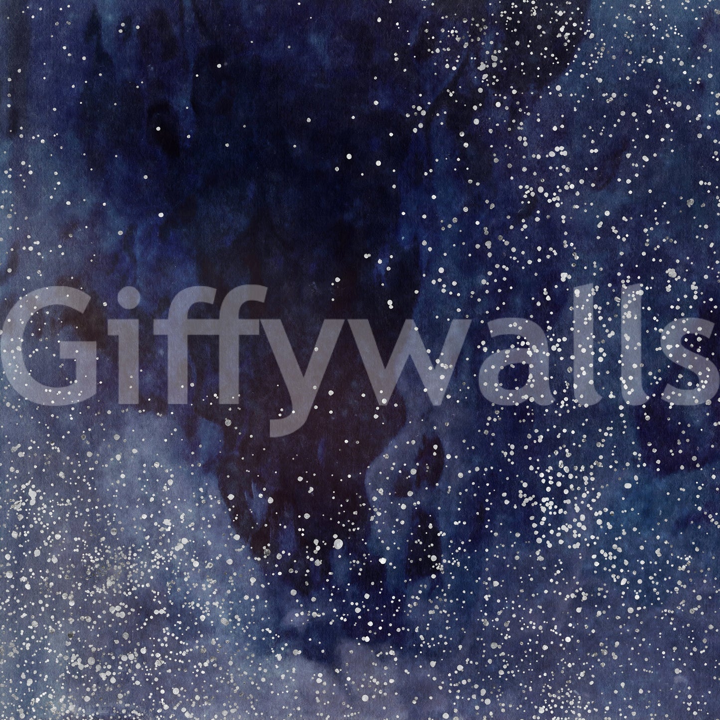 Cobalt galaxy wall mural with deep blue tones and starry shimmer.