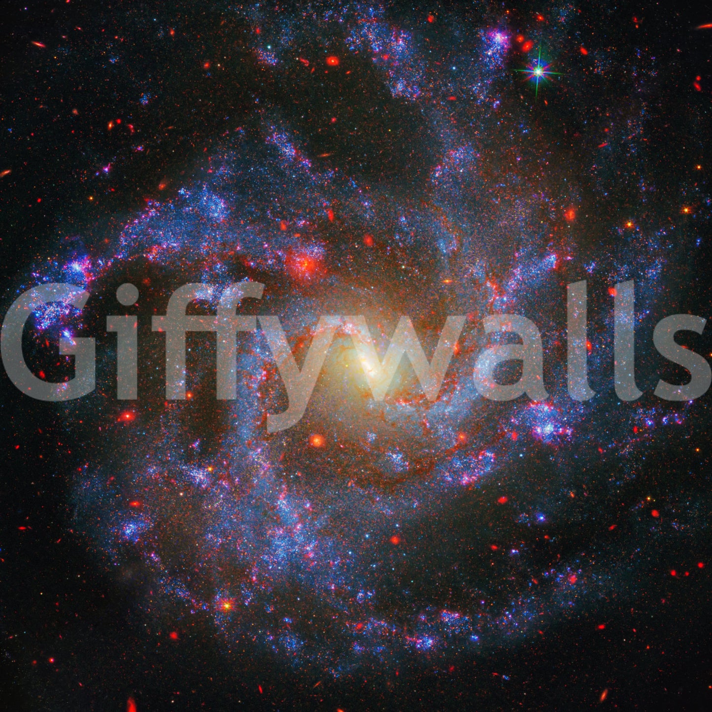Outer space NGC Galaxy vibrant nursery wallpaper