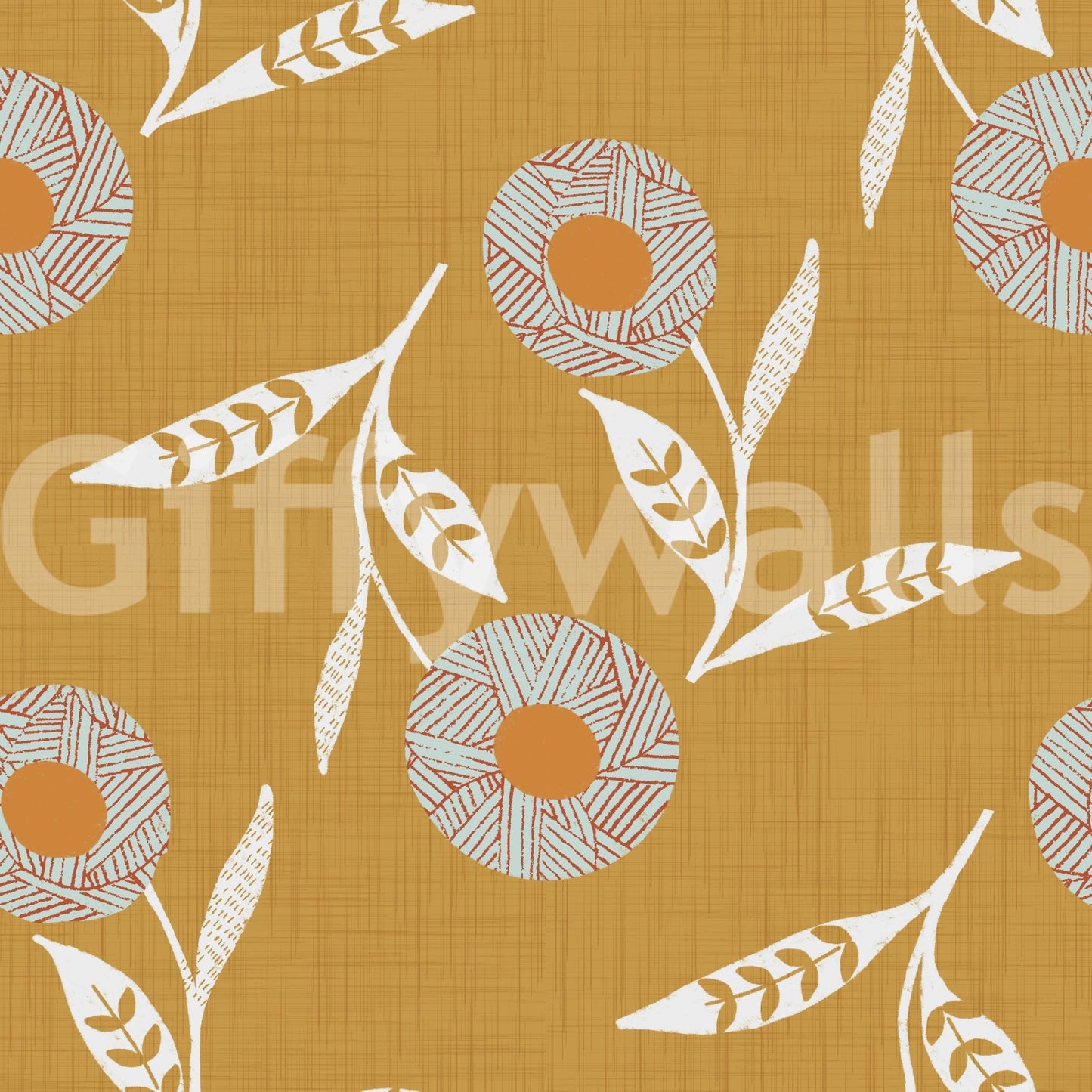 Cozy Scandi Flower Honey Mustard - Craft Botanical Wallpaper
