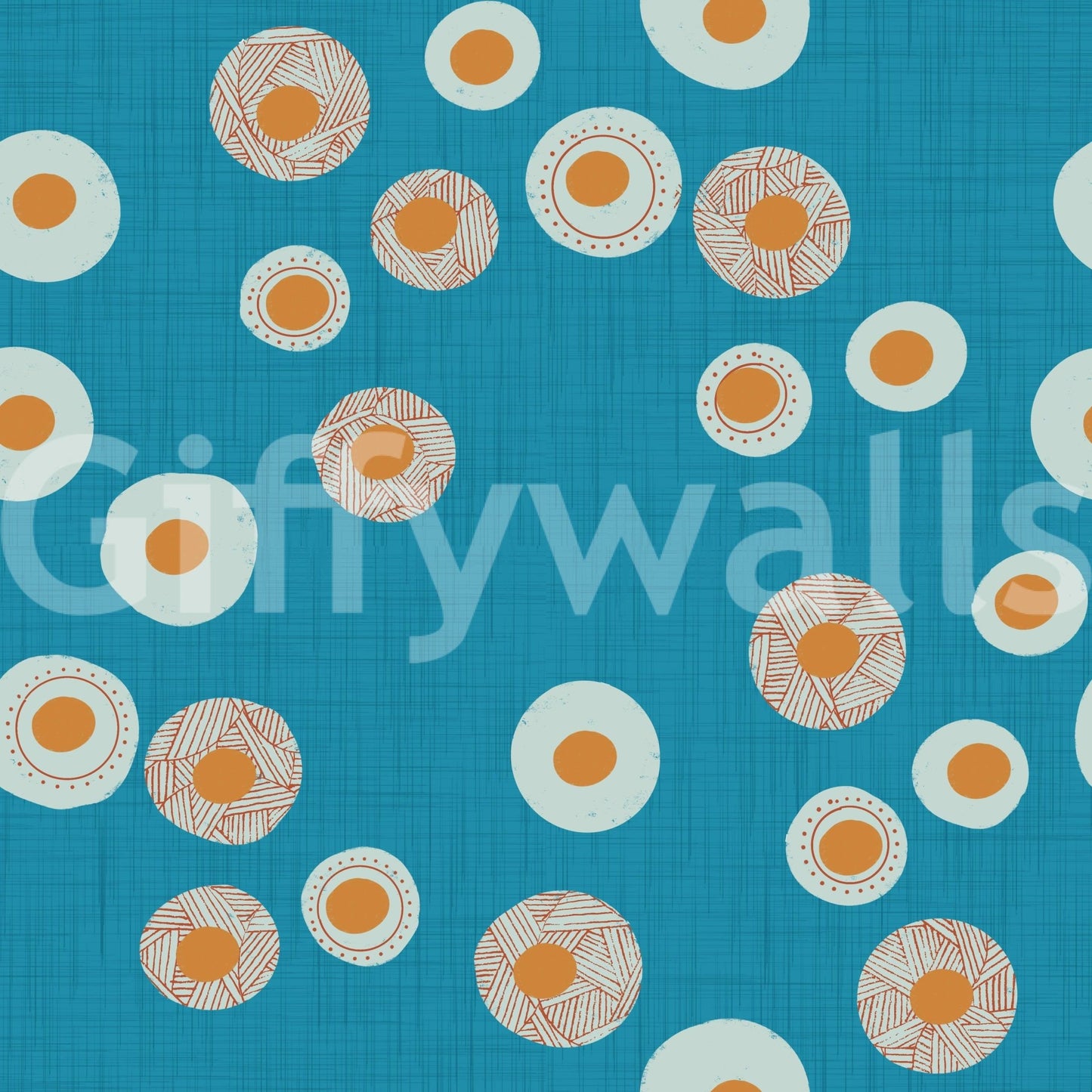 Cozy Scandi Folk Dot Floral Nordic Teal - Craft Circle Wallpaper