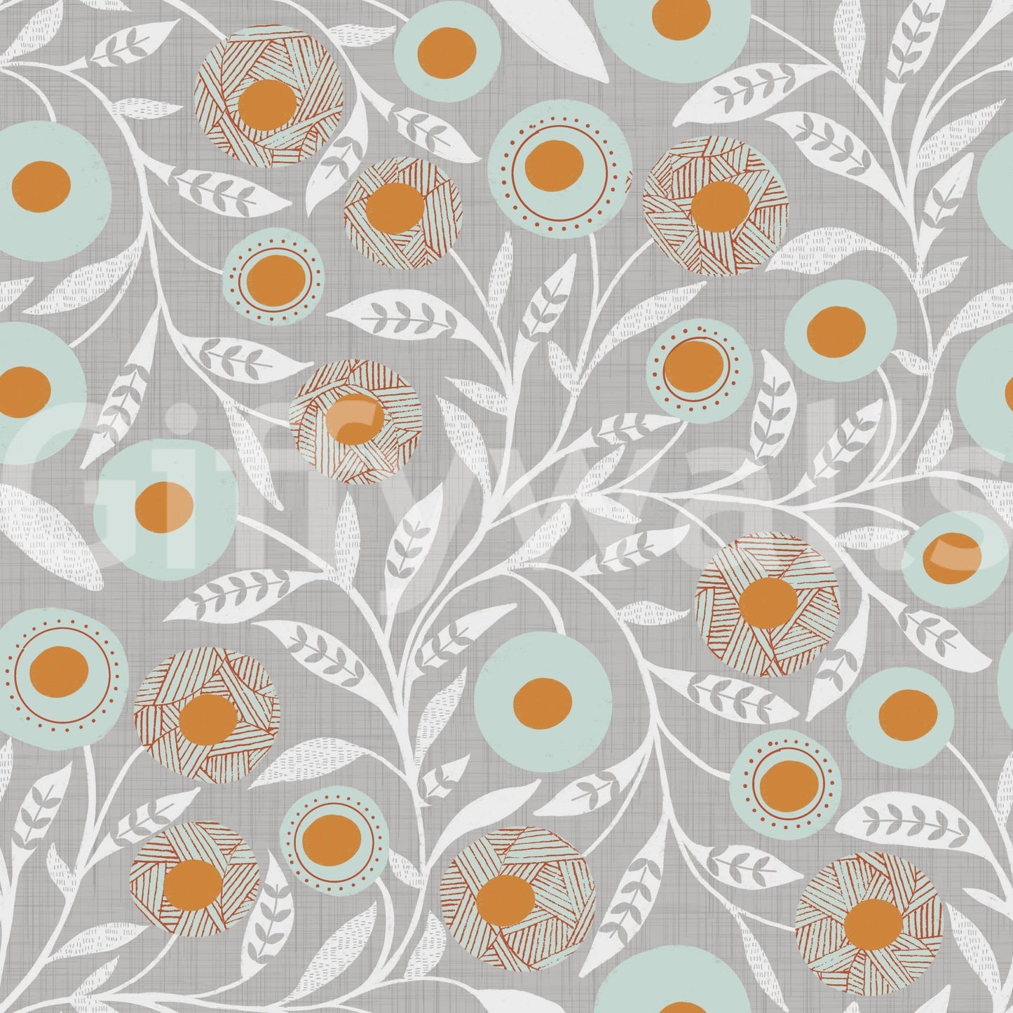 Cozy Scandi Folk Floral Warm Linen - Craft Botanical Wallpaper