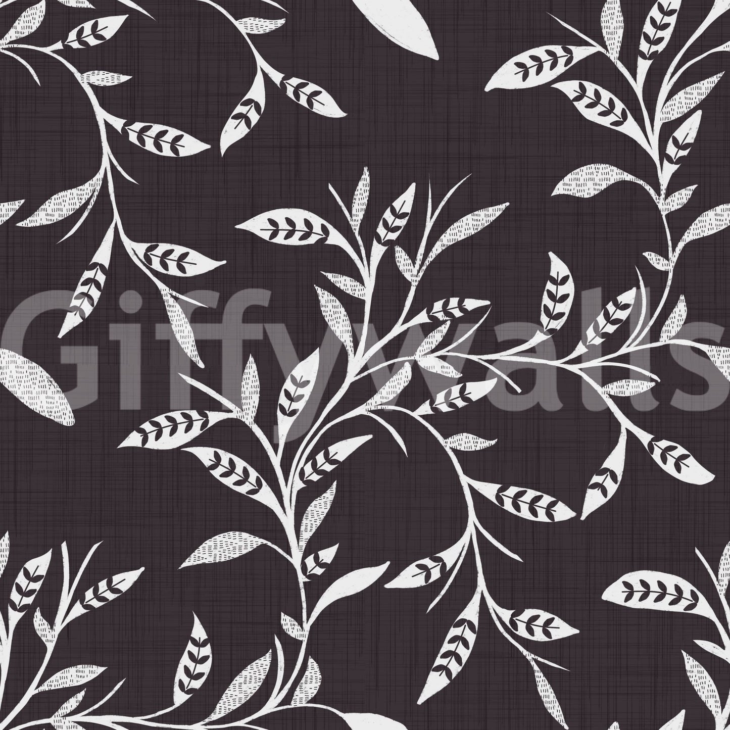 Cozy Scandi Folk Leaf Vine Charcoal - Craft Blender Wallpaper