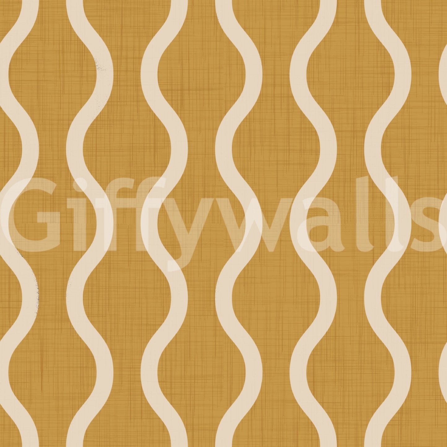 Cozy Scandi Folk Wavy Stripe Honey Mustard - Craft Stripe Wallpaper