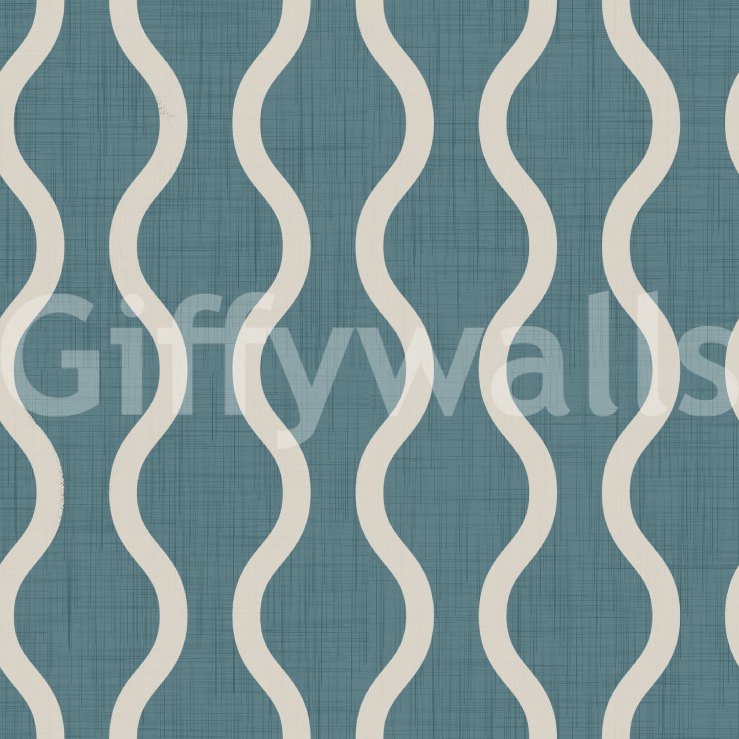 Cozy Scandi Folk Wavy Stripe Nordic Blue Grey - Craft Stripe Wallpaper