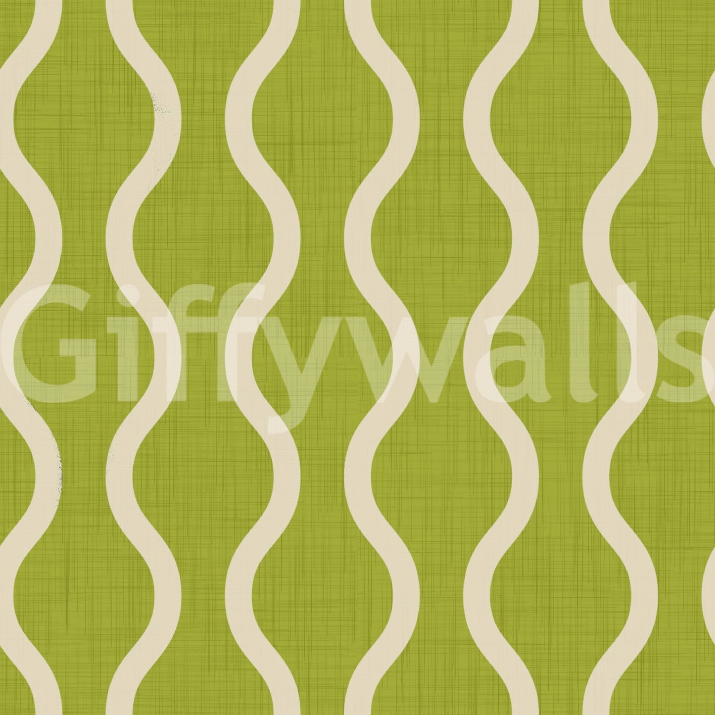 Cozy Scandi Folk Wavy Stripe Olive Chartreuse - Craft Stripe Wallpaper