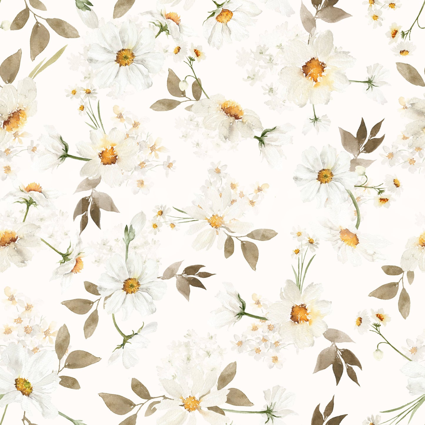 White daisy pattern removable wallpaper Daisy Dream texture.