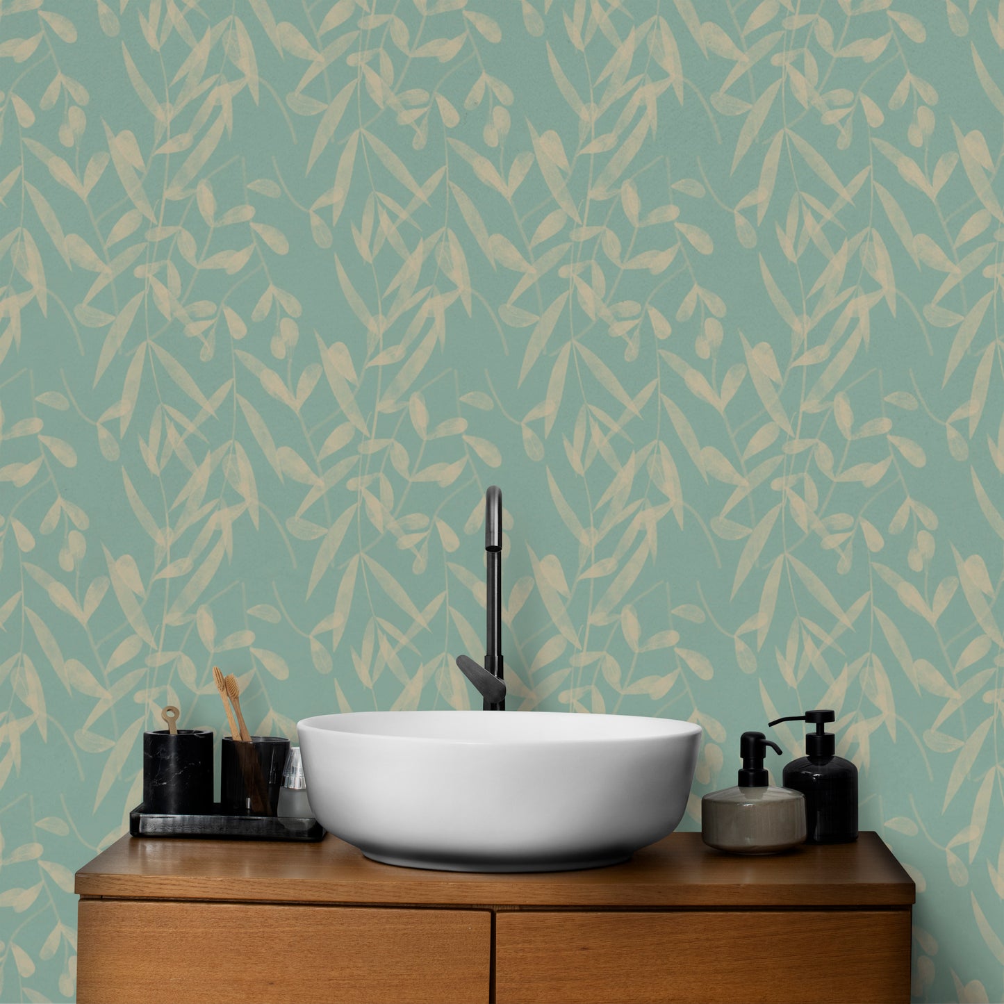 Nature-inspired blue murals for interiors