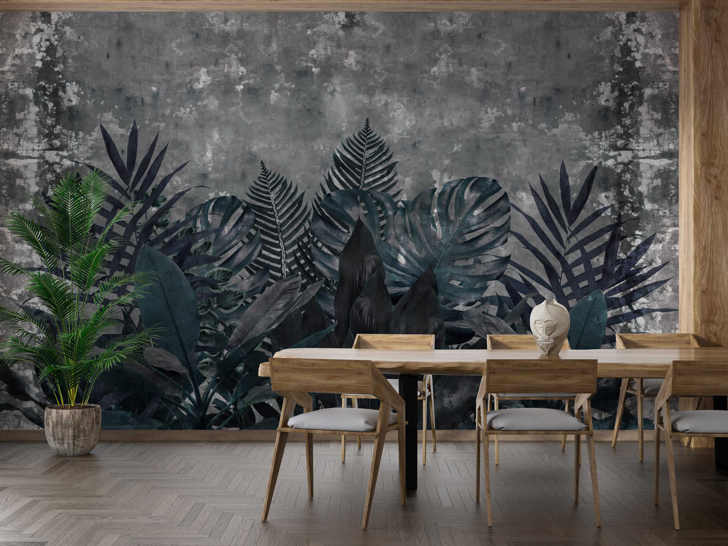Rustic tropical leaf wall decor inspiration