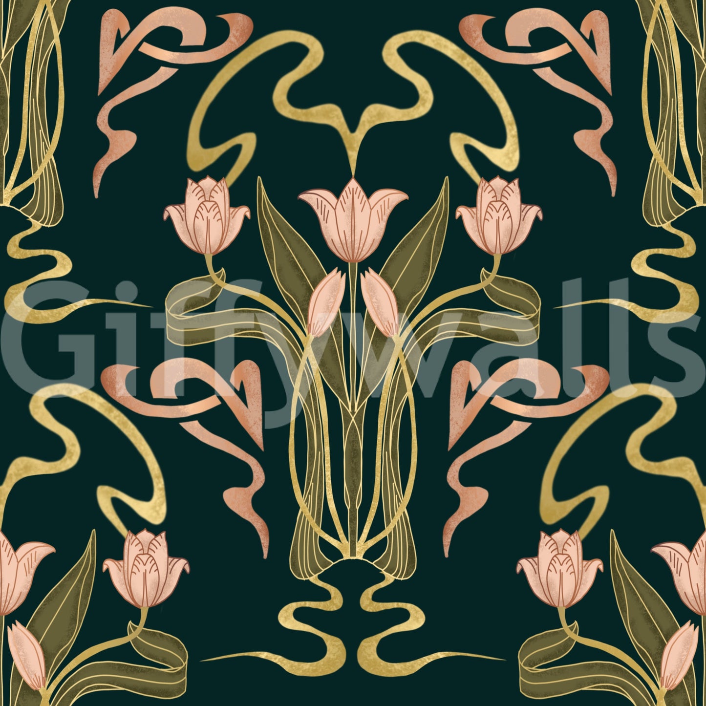 Elegant forest green wallpaper