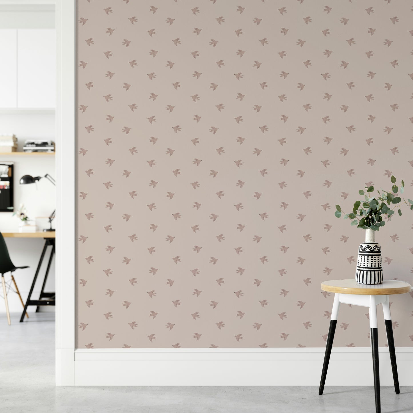 Dreamy Birds Shell Pink Wallpaper