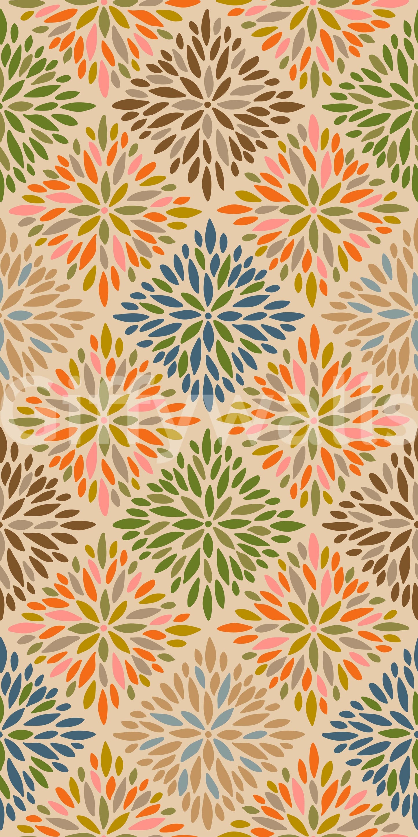 The wallpaper features a subtle, repeating motif.