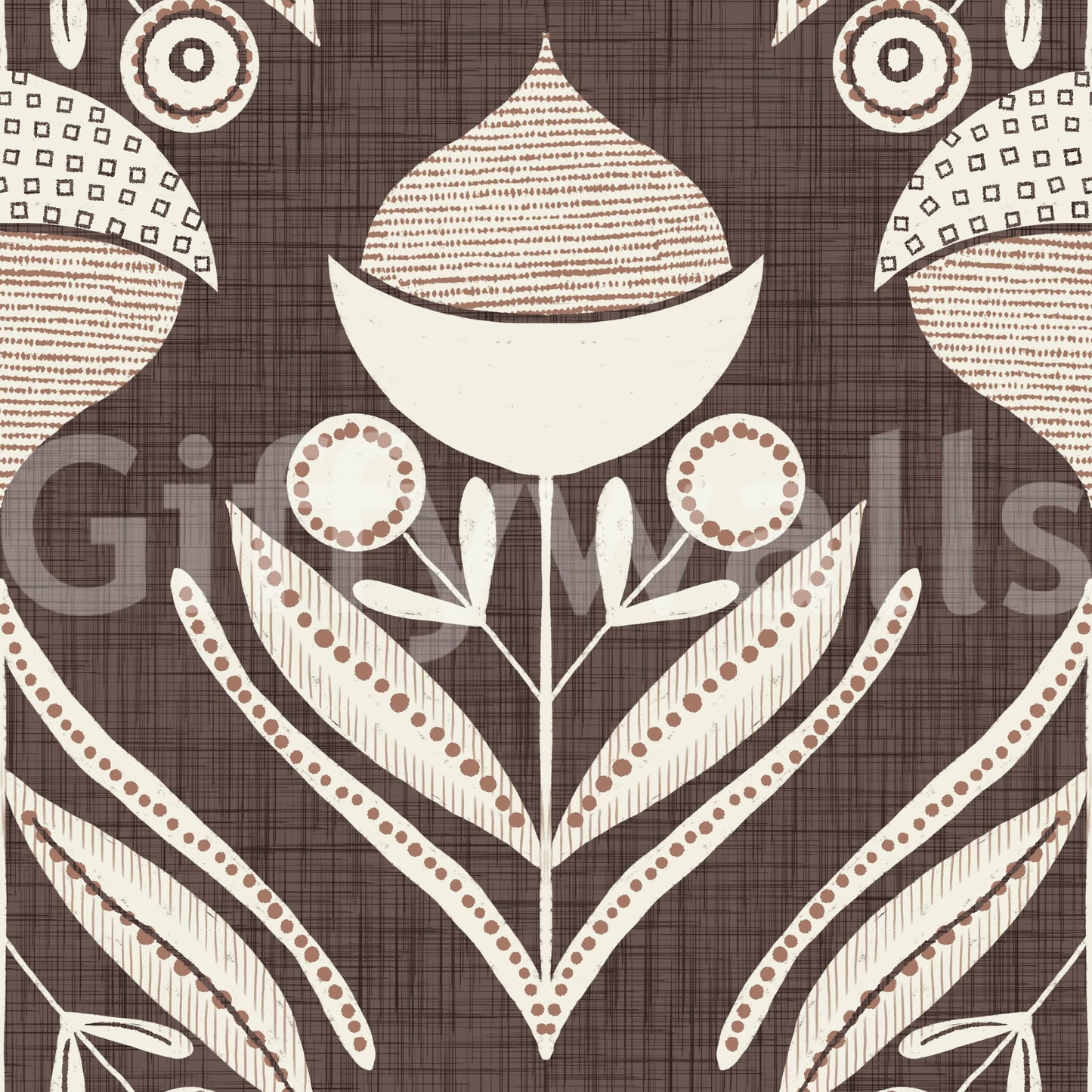 Earth Tone Floral wallpaper showcasing geometric-style flowers and soft organic shapes.