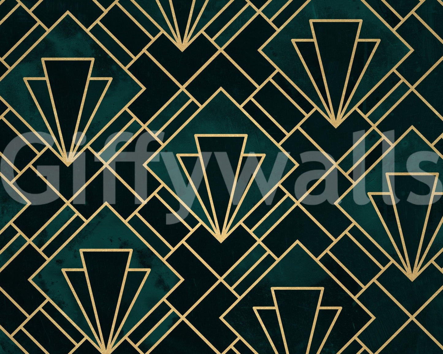 Emerald Art Deco design mural for adding luxury to your room.