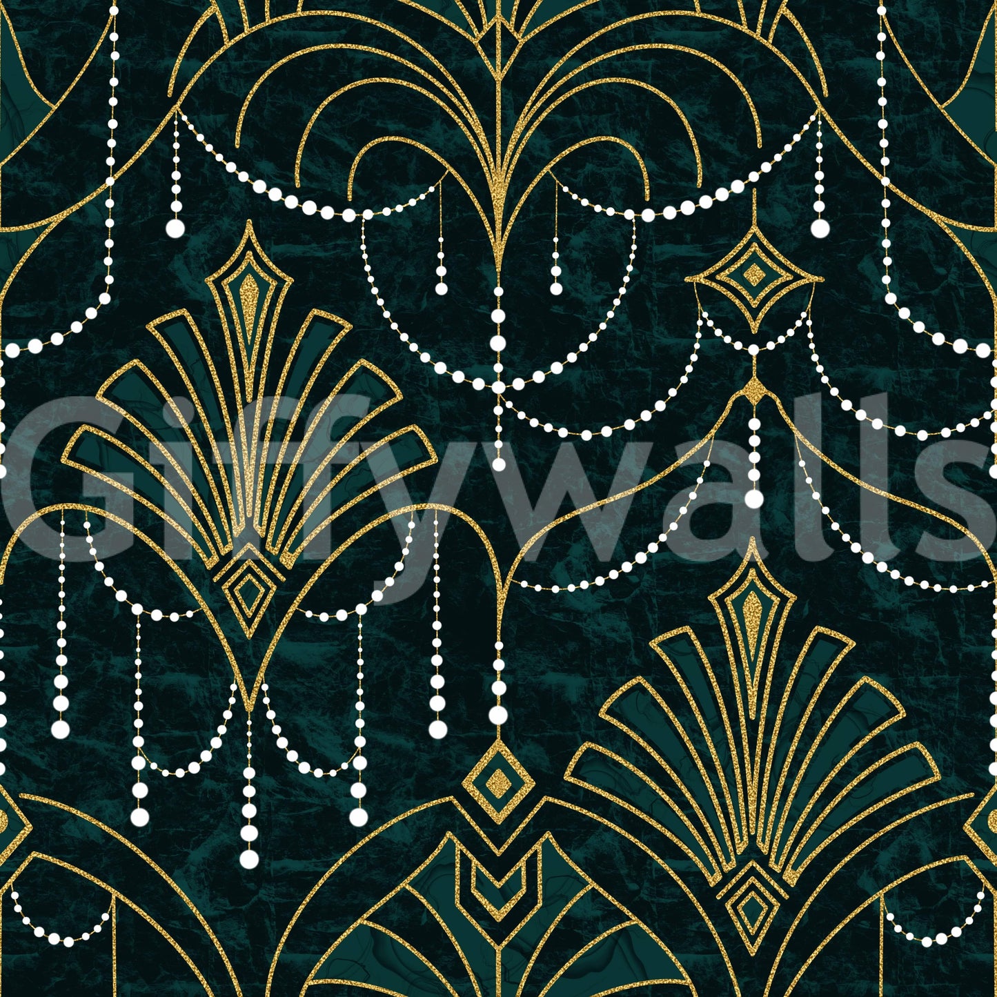 Gilded Emerald Deco Wallpaper