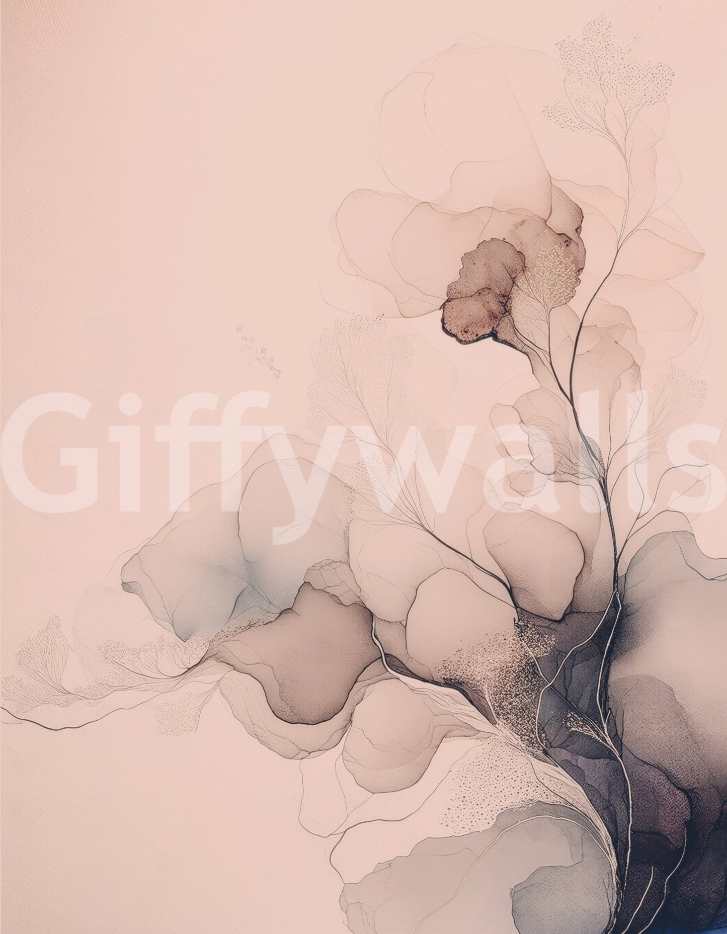 Ethereal mural with smooth flowing forms and minimalist tones perfect for peaceful spaces.