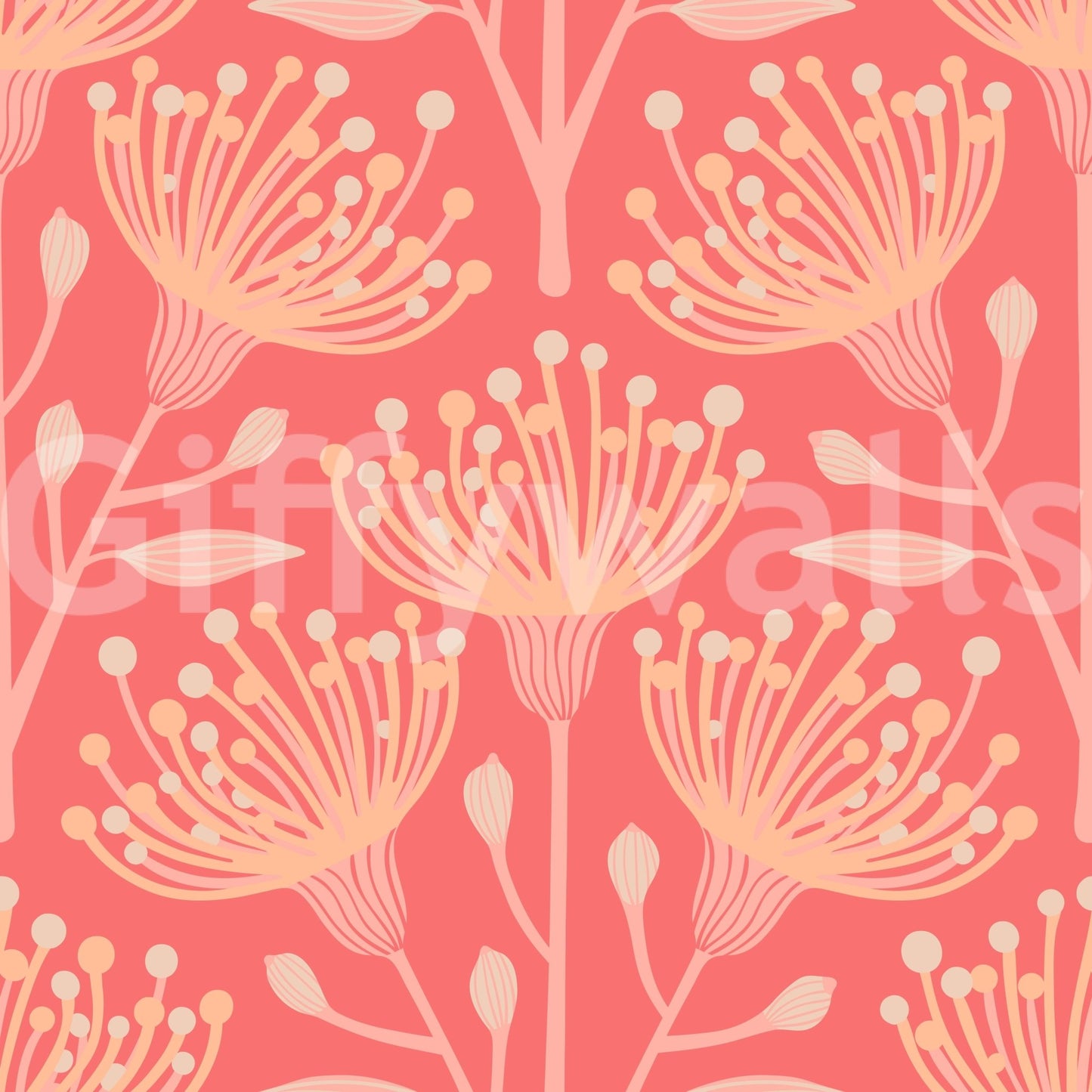 Vibrant yet soft floral wall mural