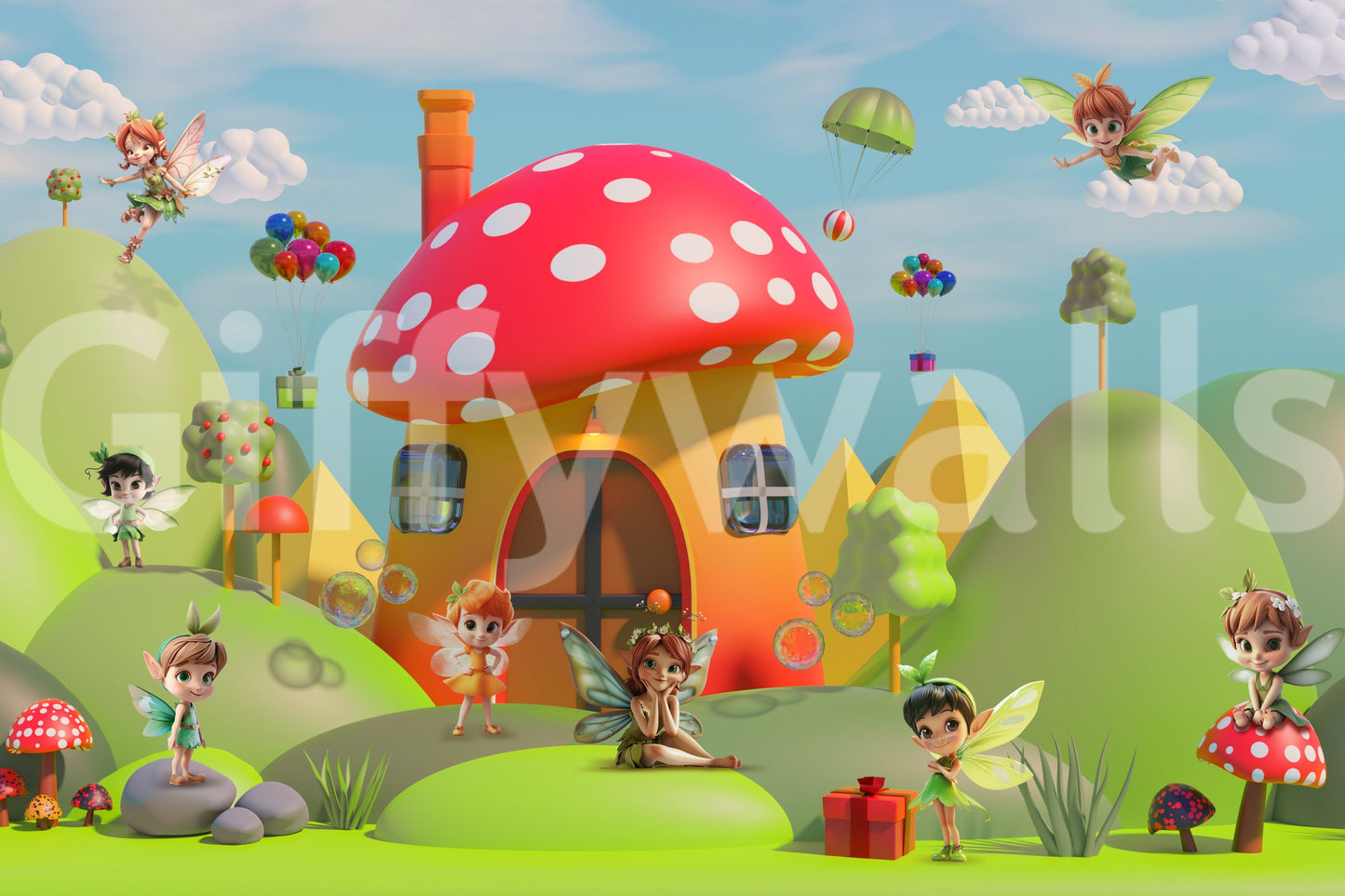 The style is a soft-focus illustration or a painterly design.