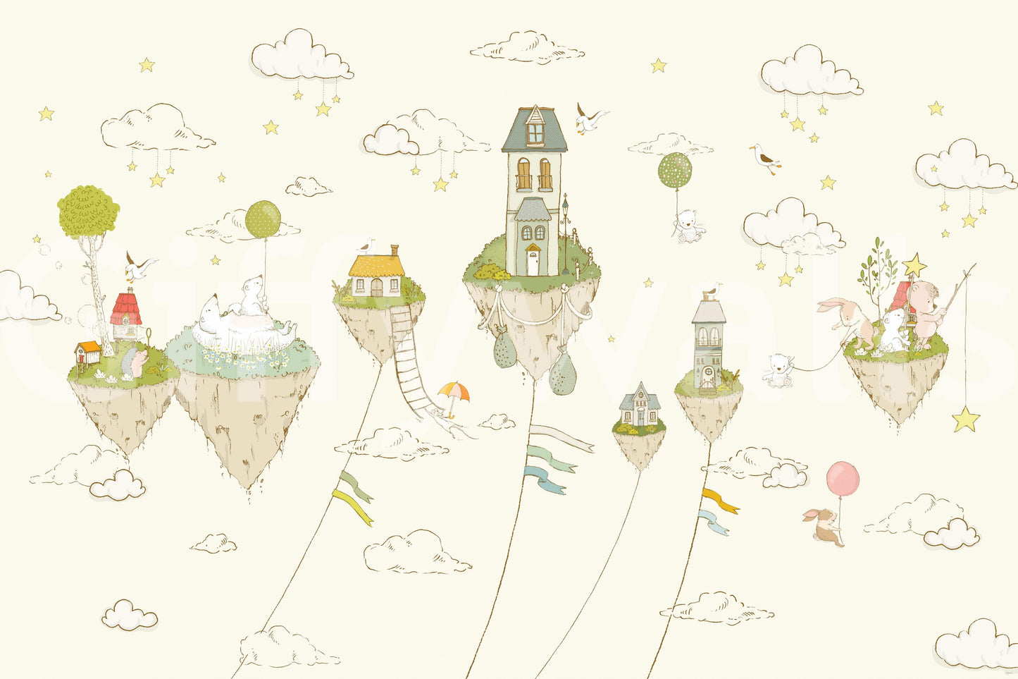 Floating Dreamland Homes Wall Mural -2759478