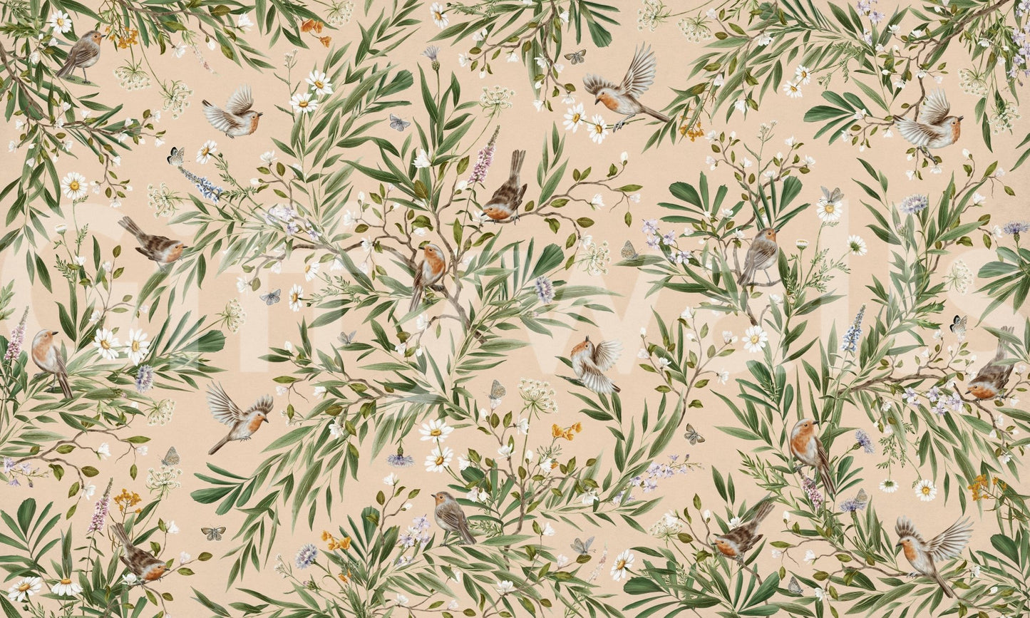 Floral Aviary Wall Mural