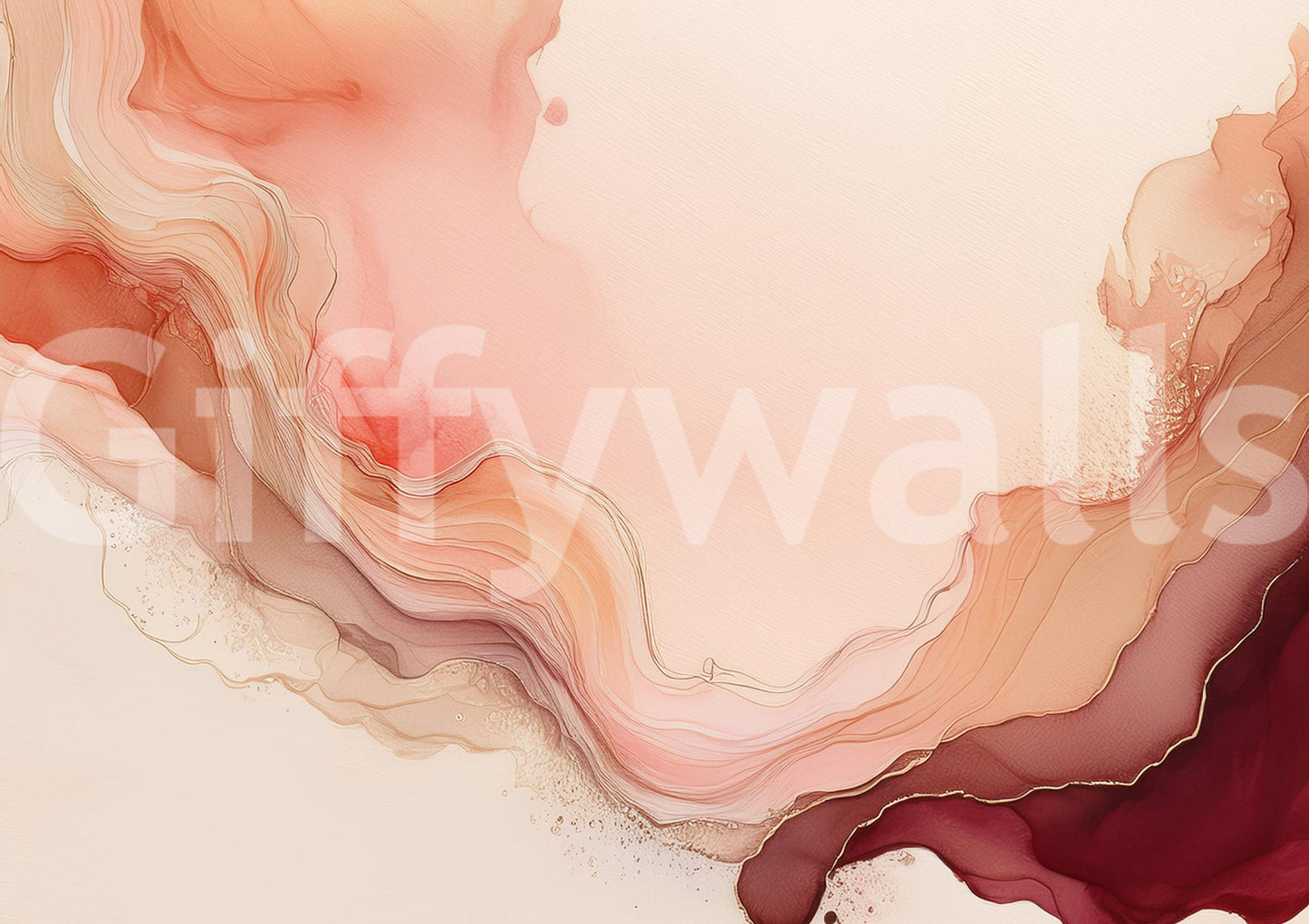 Serene coral wall mural for a quiet reading nook.