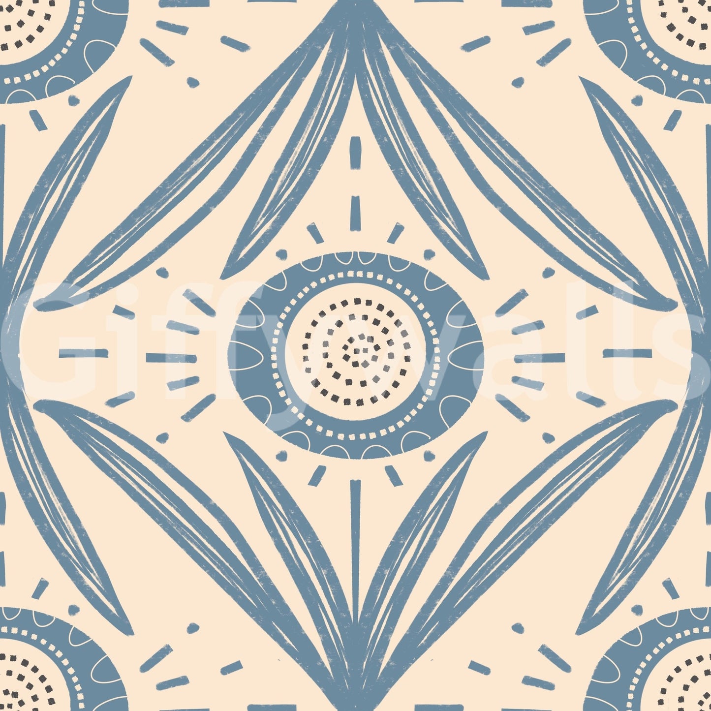 Muted blue flower wallpaper for calm spaces