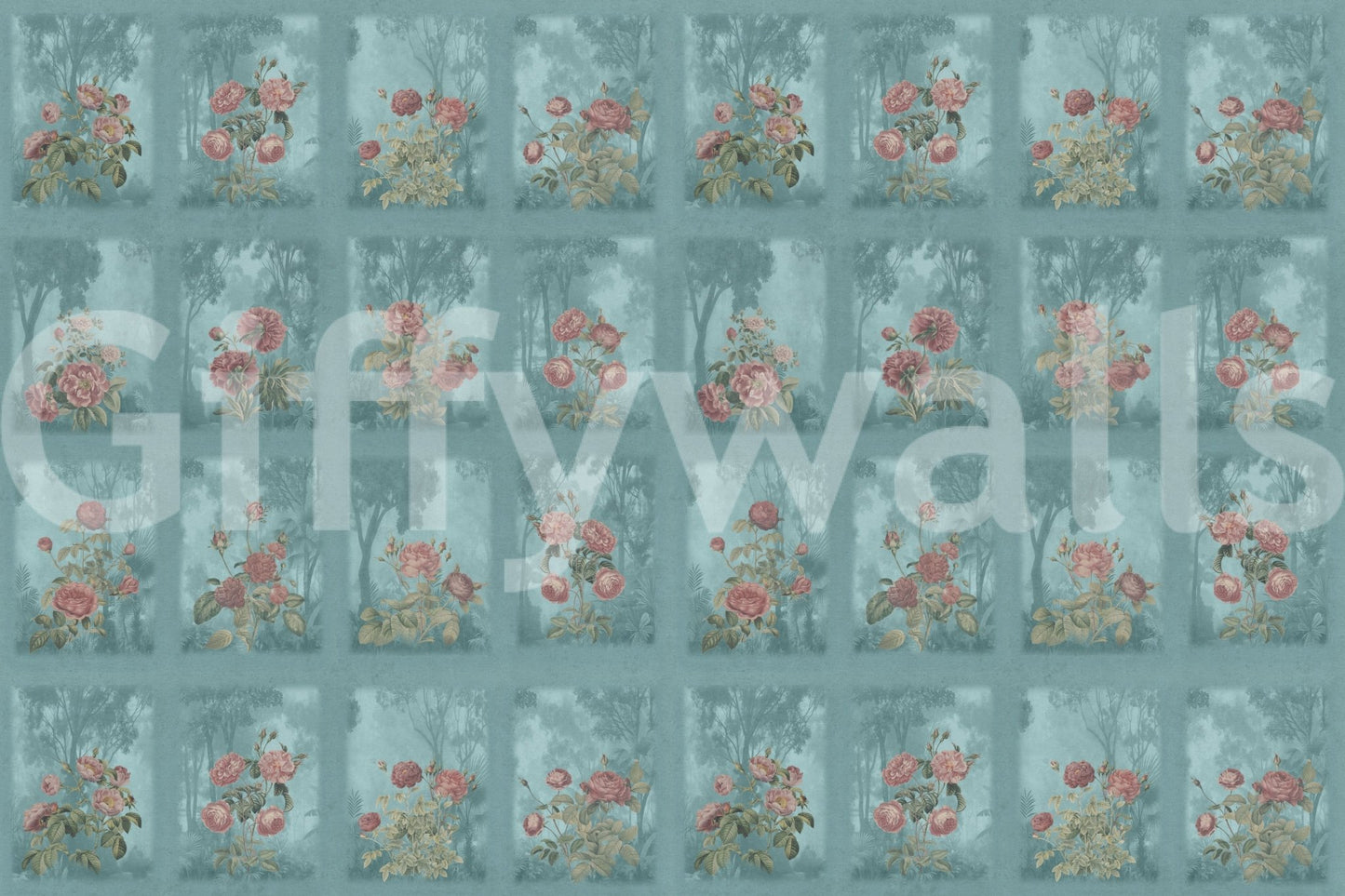 High-quality floral illustration on a durable vinyl mural for hallways.