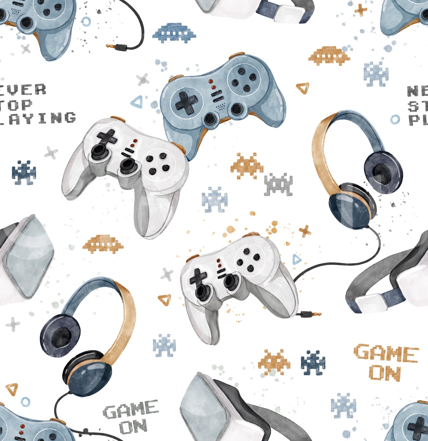 Stylish gamer print wallpaper design
