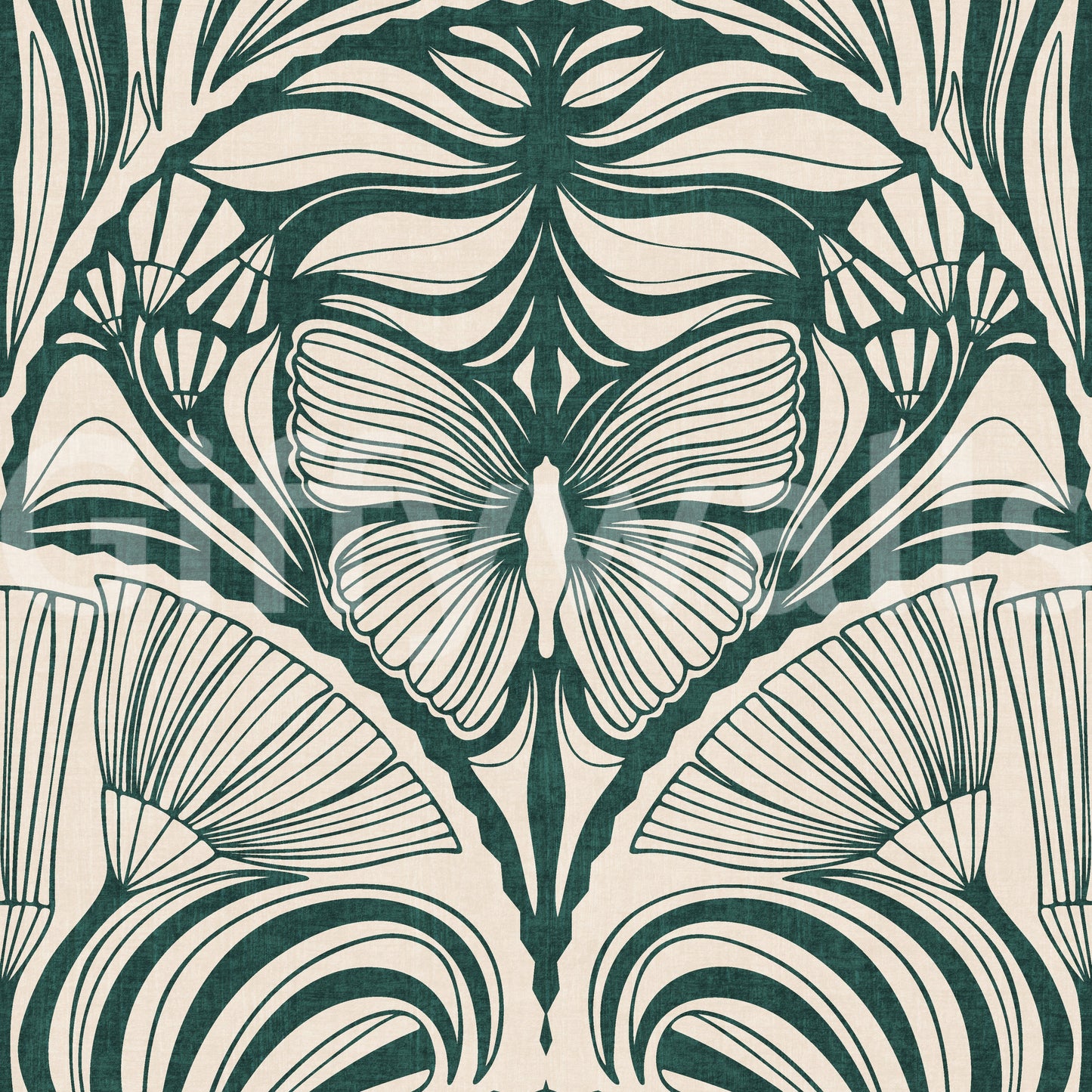 Glamorous vintage wallpaper in jewel-toned green