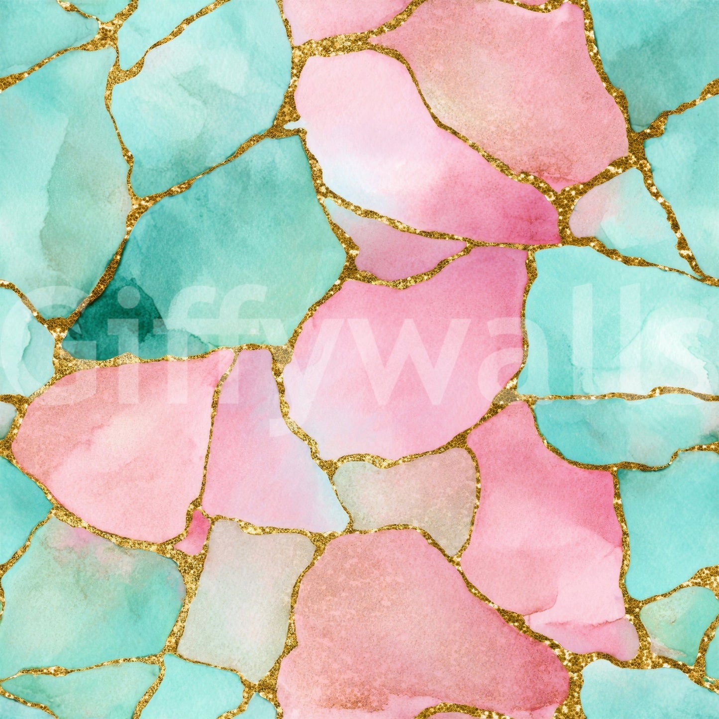 Gilded Pink And Turquoise Waters Wallpaper