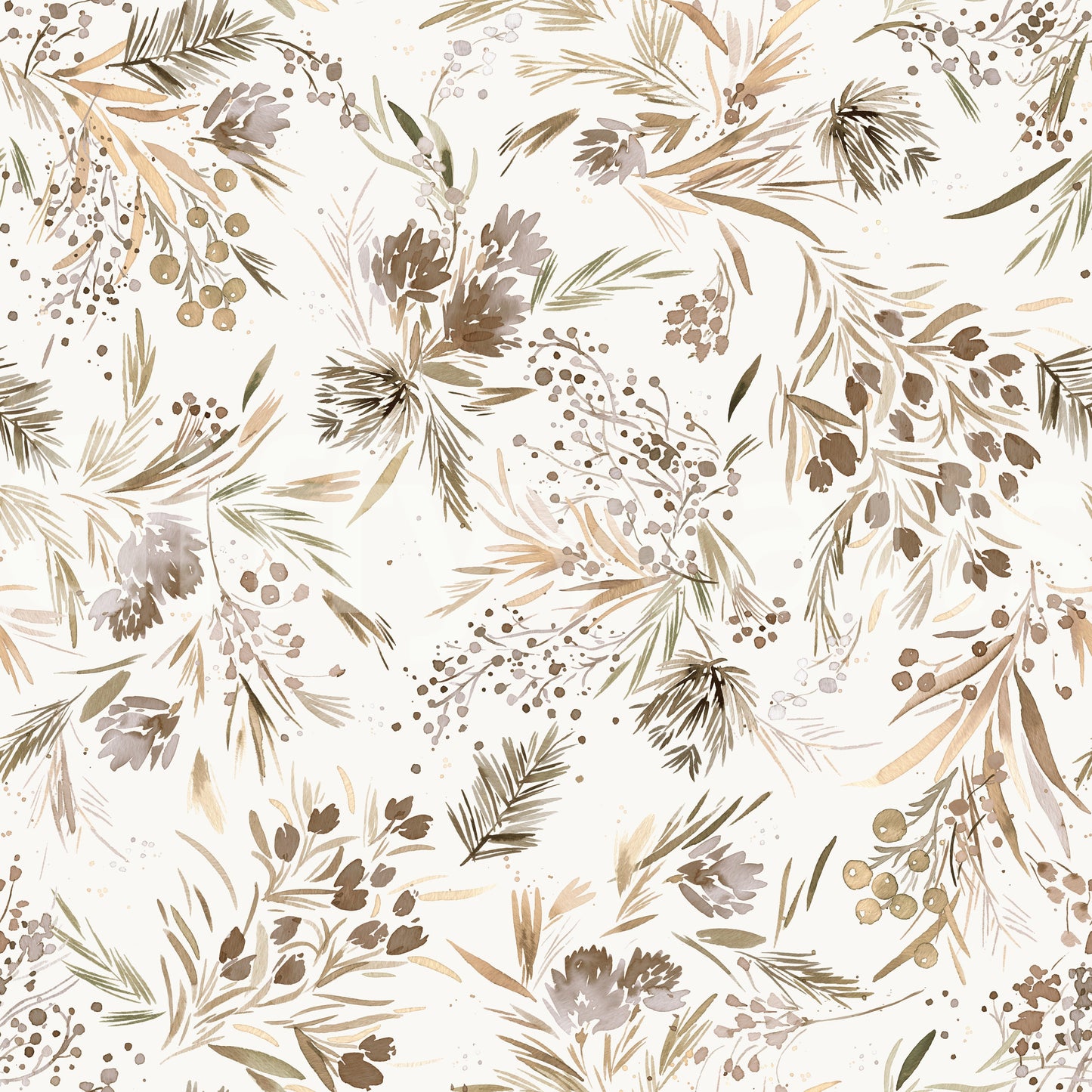 Festive Floral Minimal Plants Gold Wallpaper