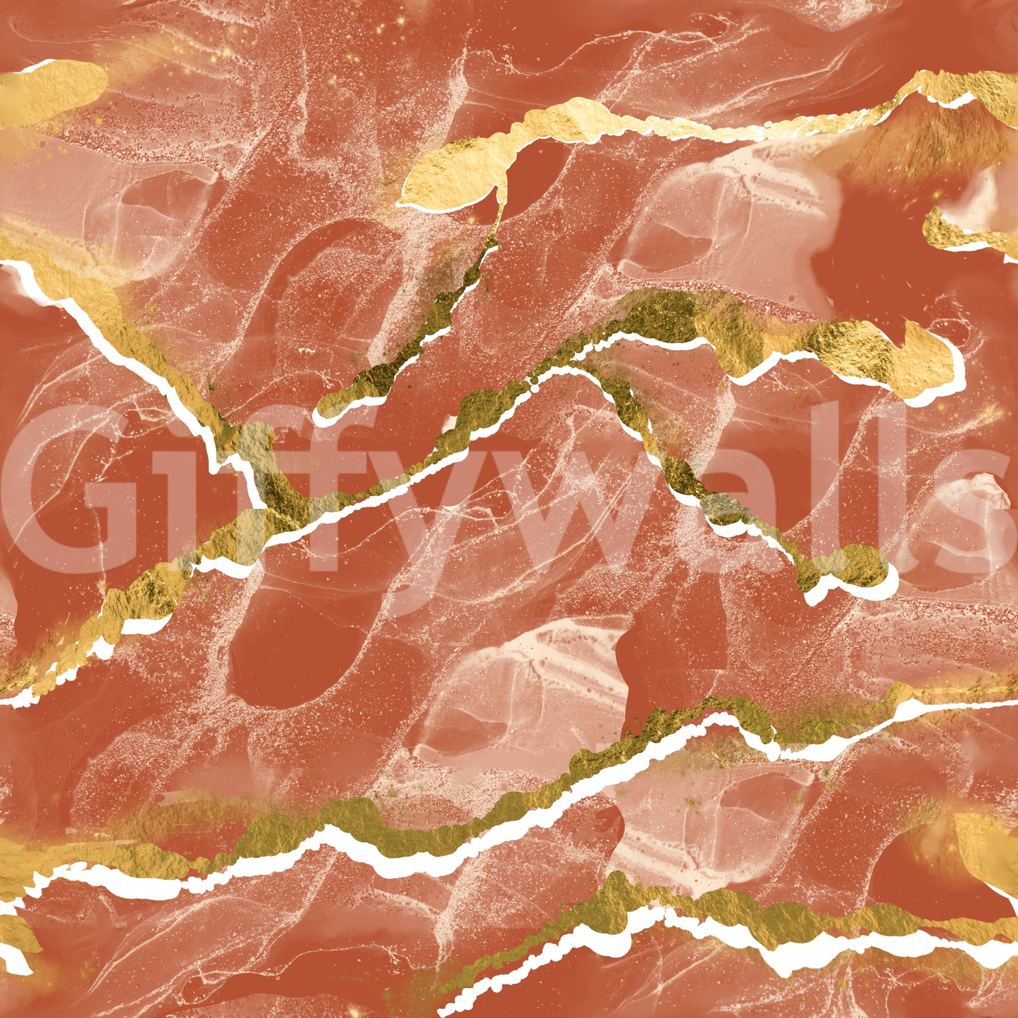 Veines Dorées Marbre Sienne Brûlée - Fresque Murale Abstraite Luxe Moderne