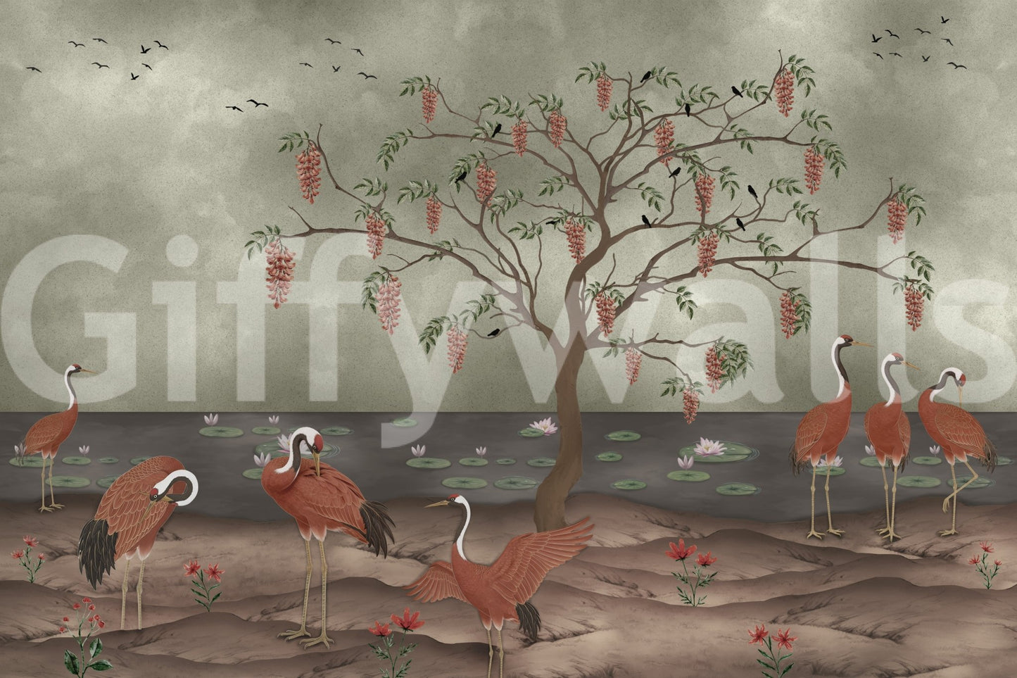 Fototapet cu peisaje grațioase de macara