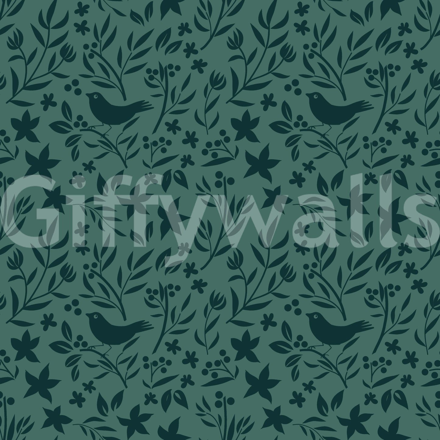 Charming Green Scandinavian design with decorative bird details.