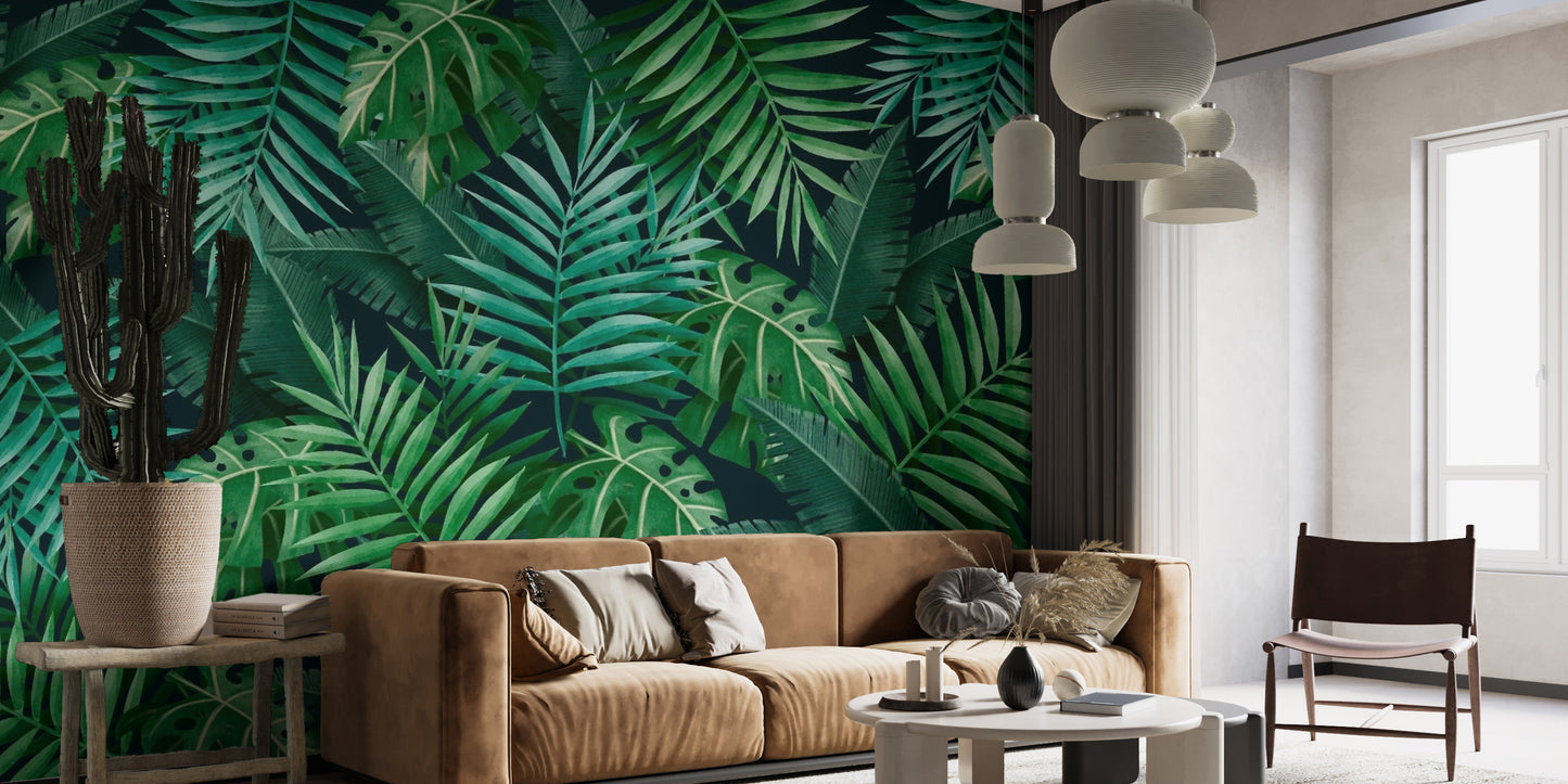 Green Leaves Wallpaper Mural for eco-friendly decor