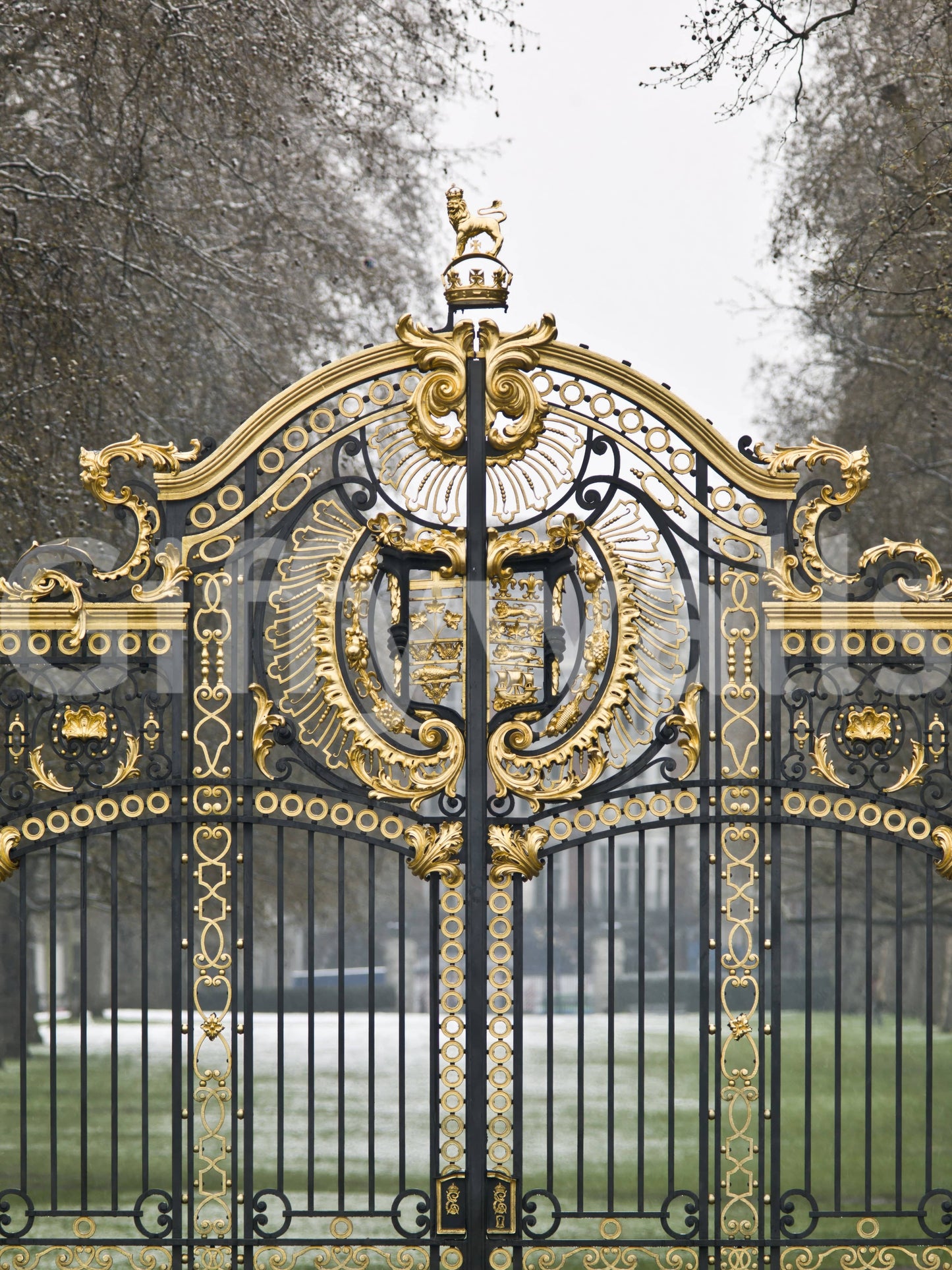 Elegant guest room featuring a realistic garden entrance print in soft light.