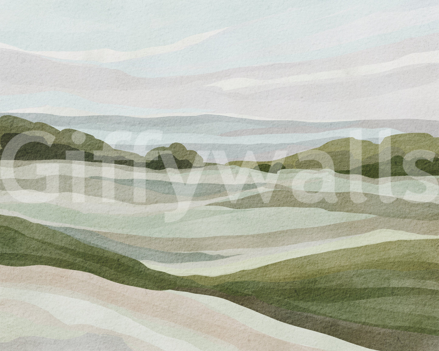 Gröna viskande kullar vägg väggmålning