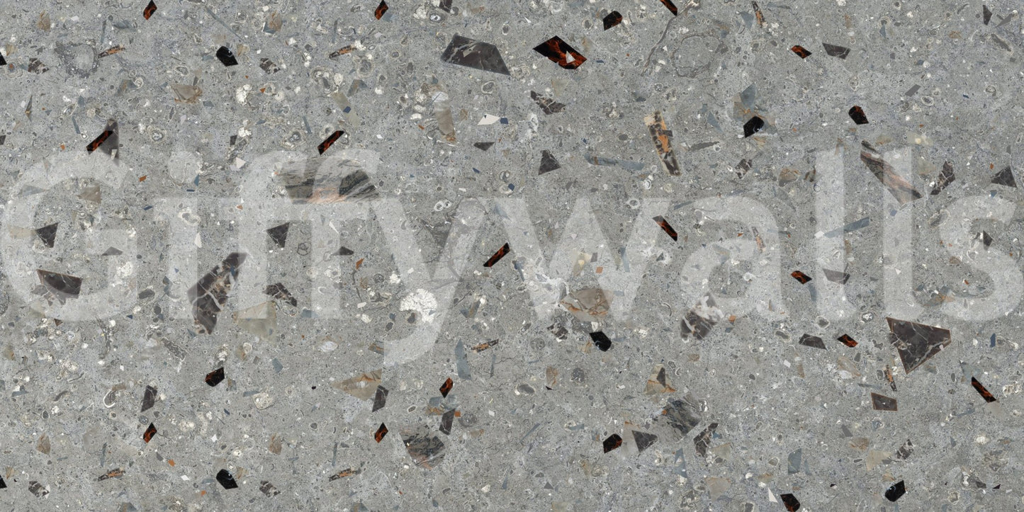 Wallpaper simulating Natural Stones Terrazzo, rich contrasting details.
