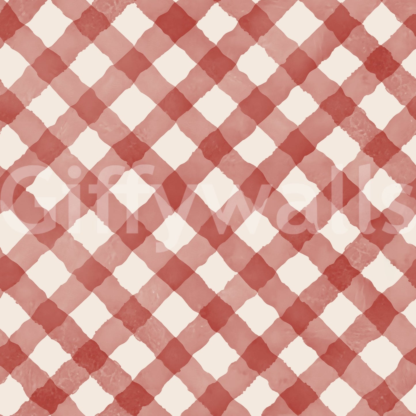 Red gingham wallpaper with a hand-painted finish for cozy spaces
