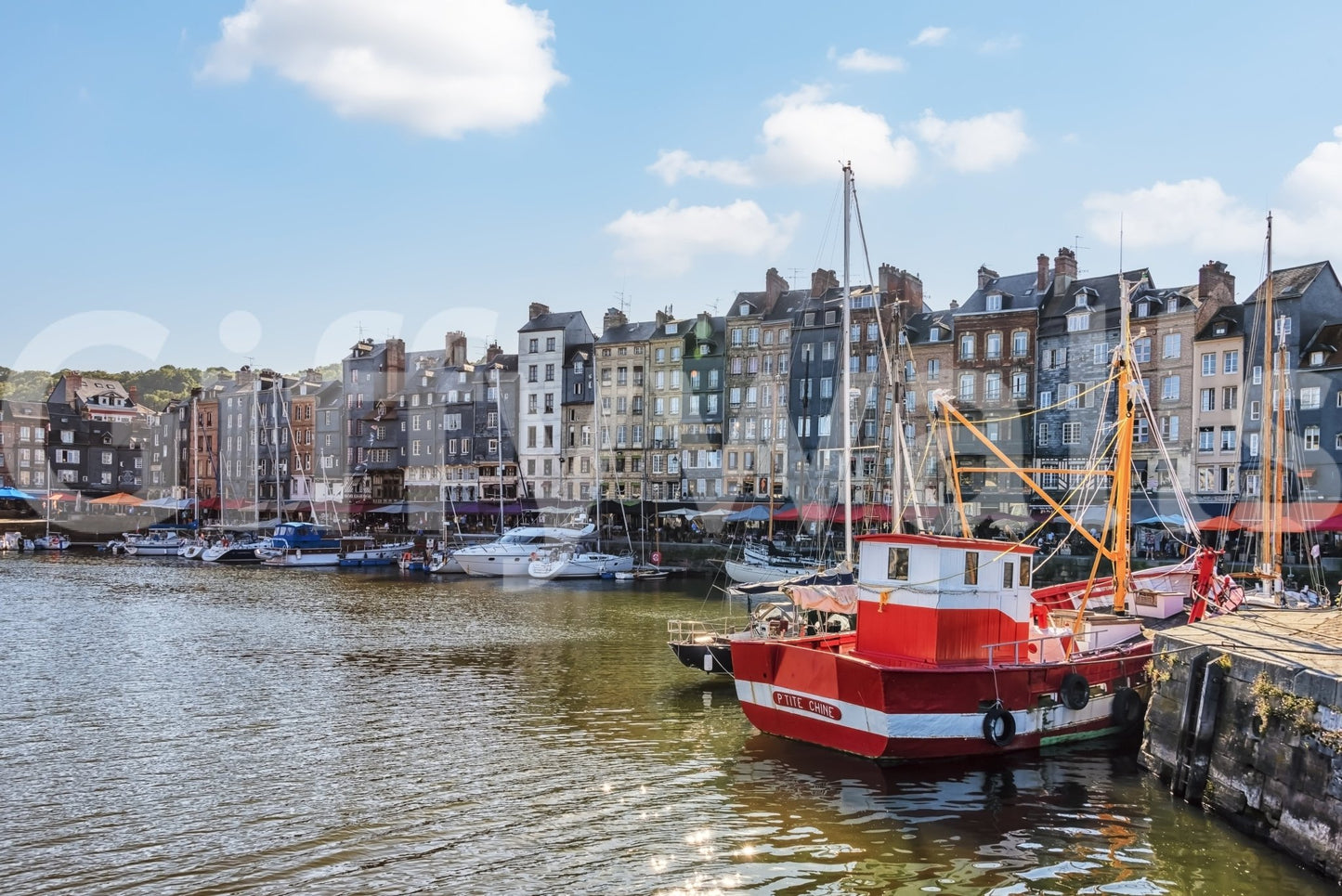 Honfleur Harbor Charm Wall Mural