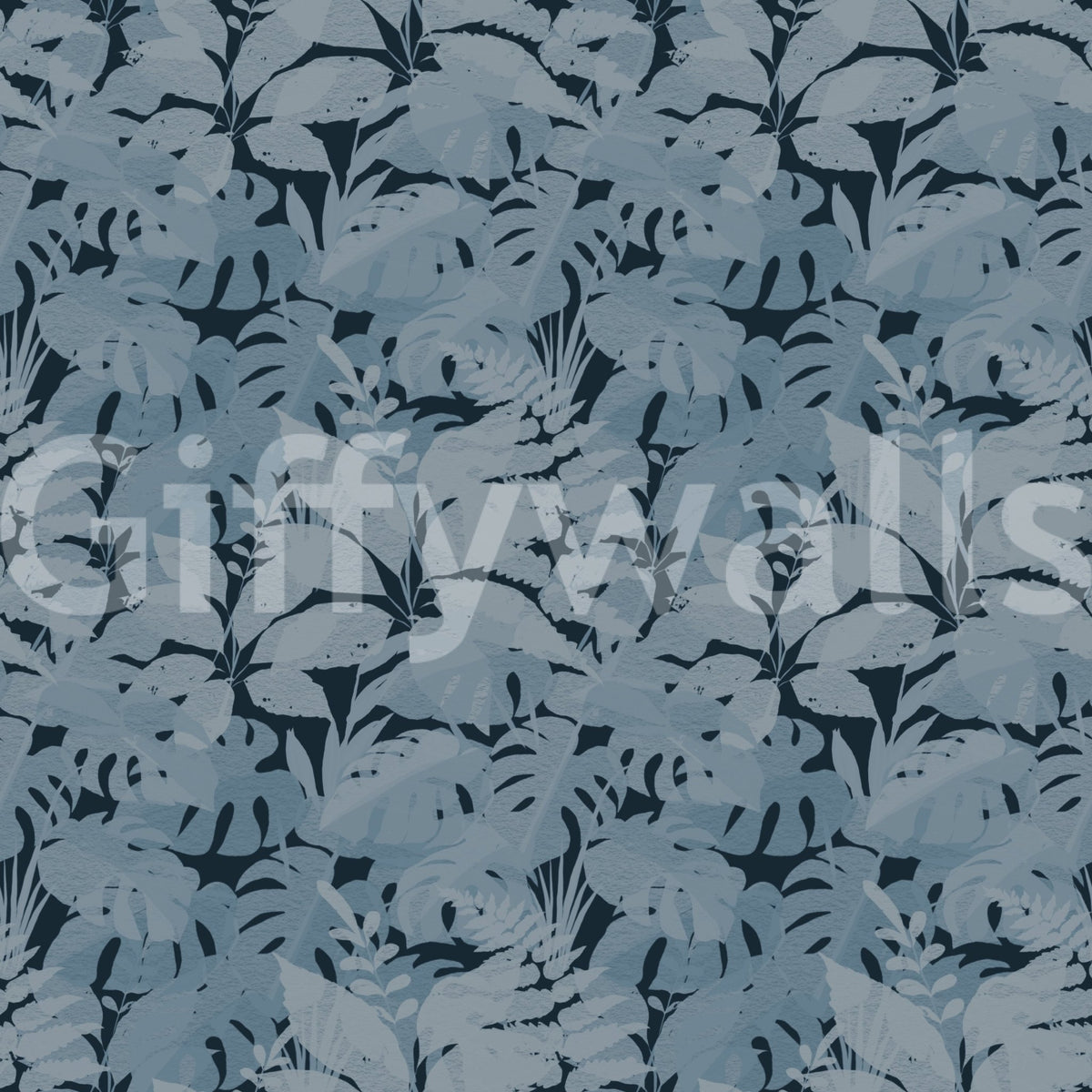 Tropical indigo leaves wallpaper with soft textured foliage