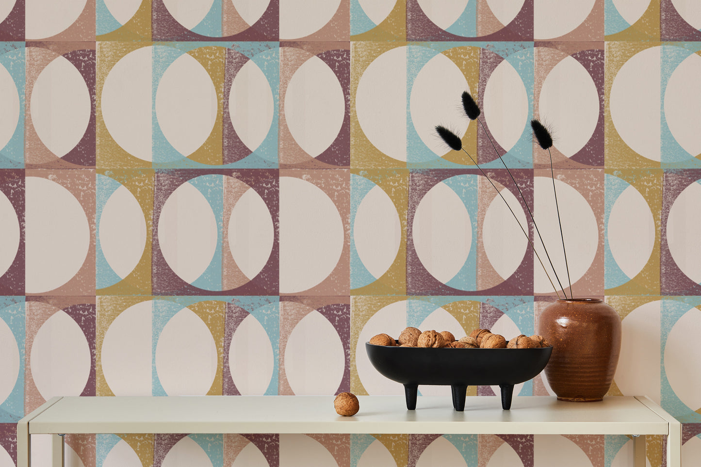 Italian Villa Pink Blush Arrows Pattern Wallpaper for rooms