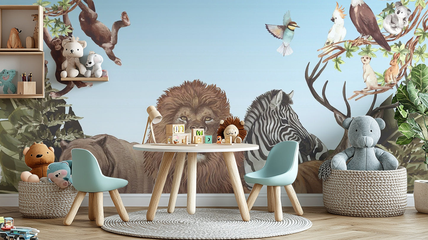 Jungle Safari Wallpaper Mural for nature-inspired decor
