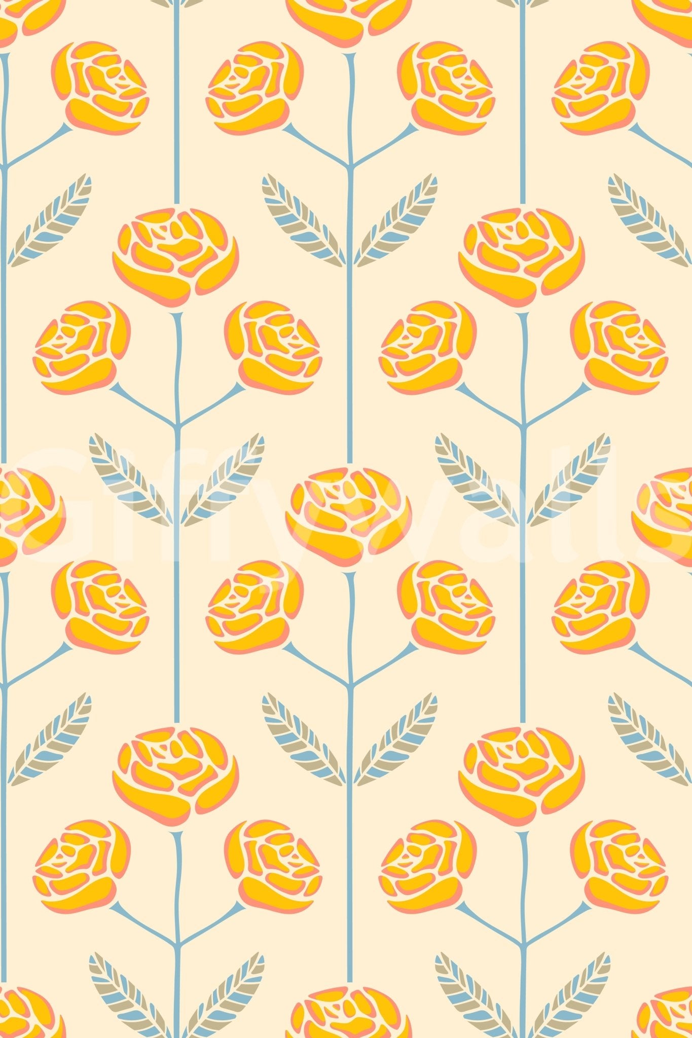 Floral wallpaper with a gentle, painterly feel.