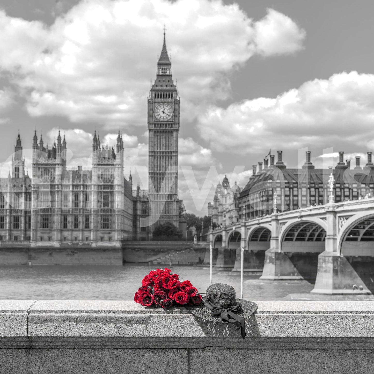 London in Bloom wall art featuring a symbolic bouquet and landmark