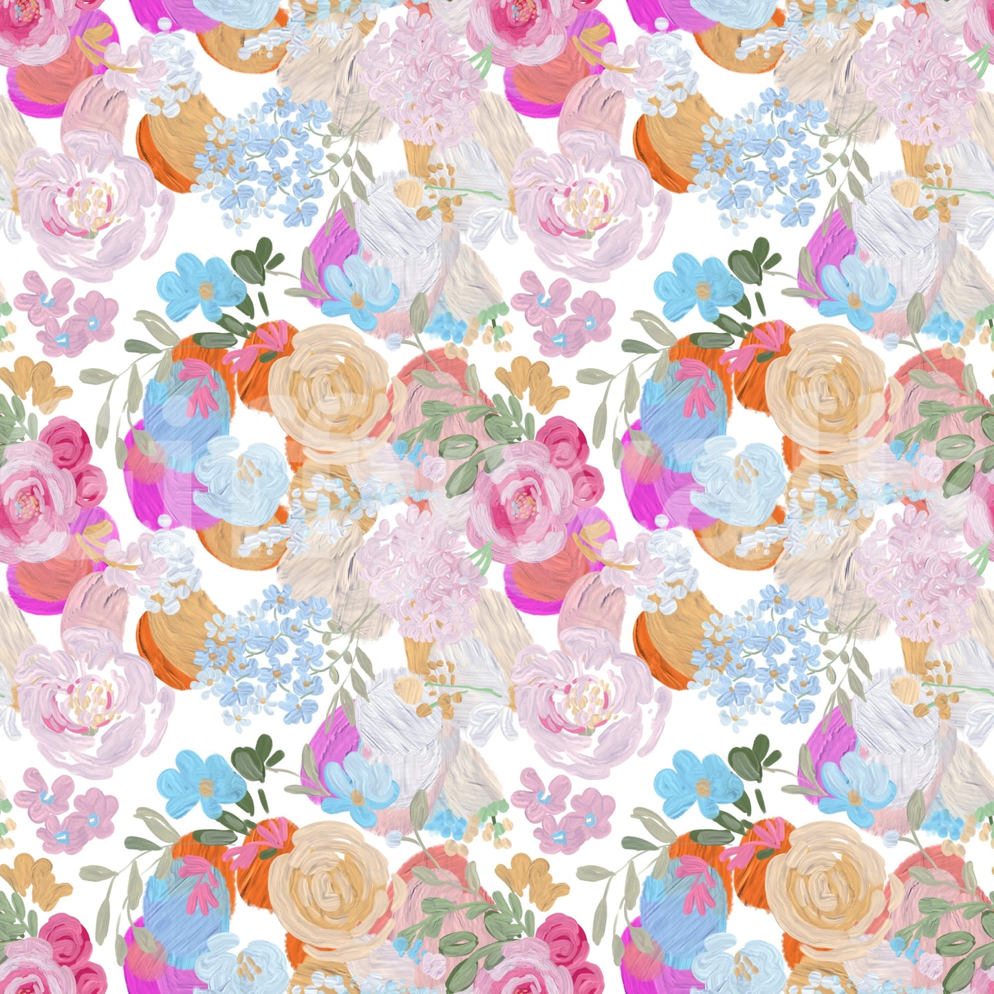 Papier peint motif rêve floral magenta ambiance printemps peint à l'huile épais